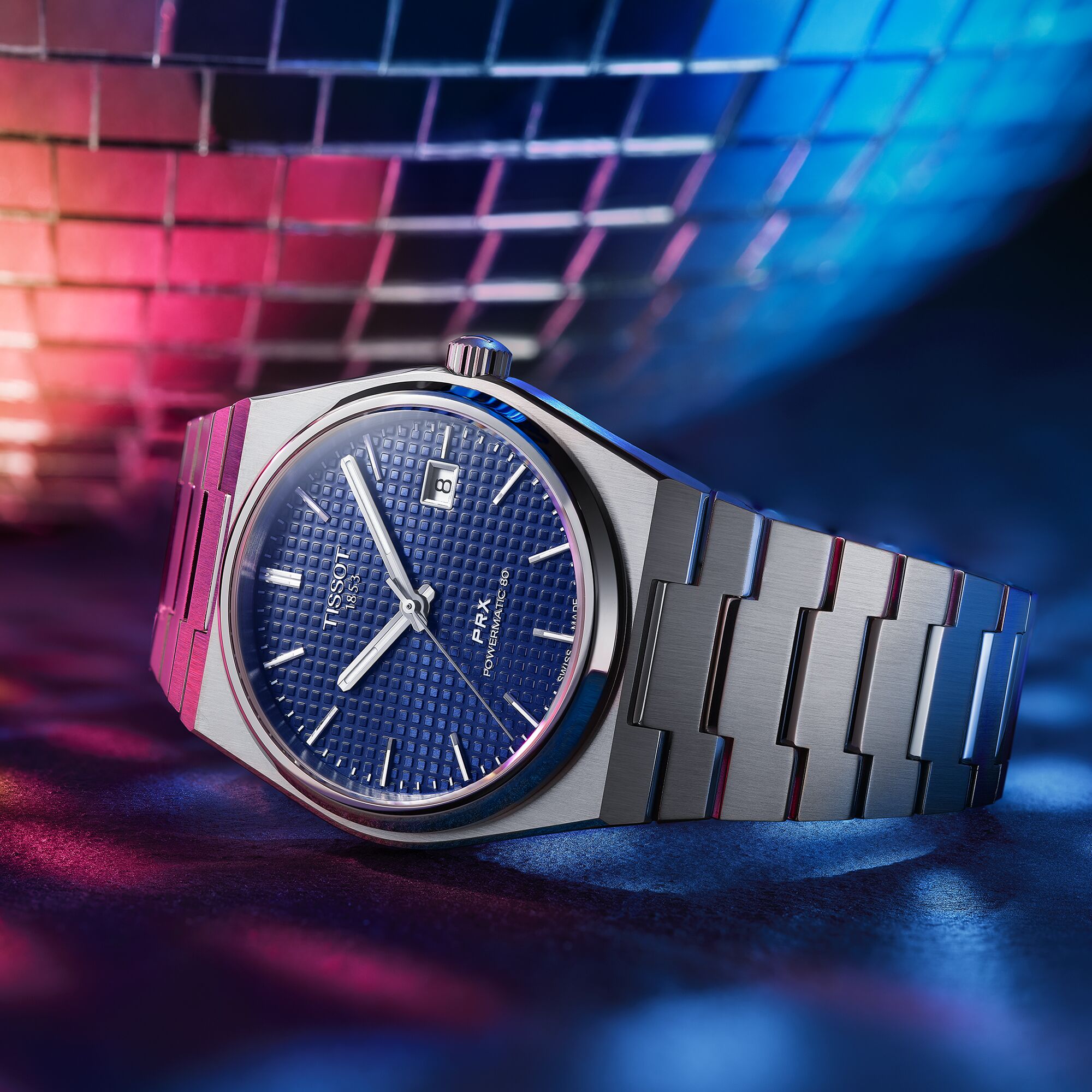 Tissot Armbanduhr T137.407.11.041.00 PRX Titan 40 mm Automatik mit blauem Zifferblatt