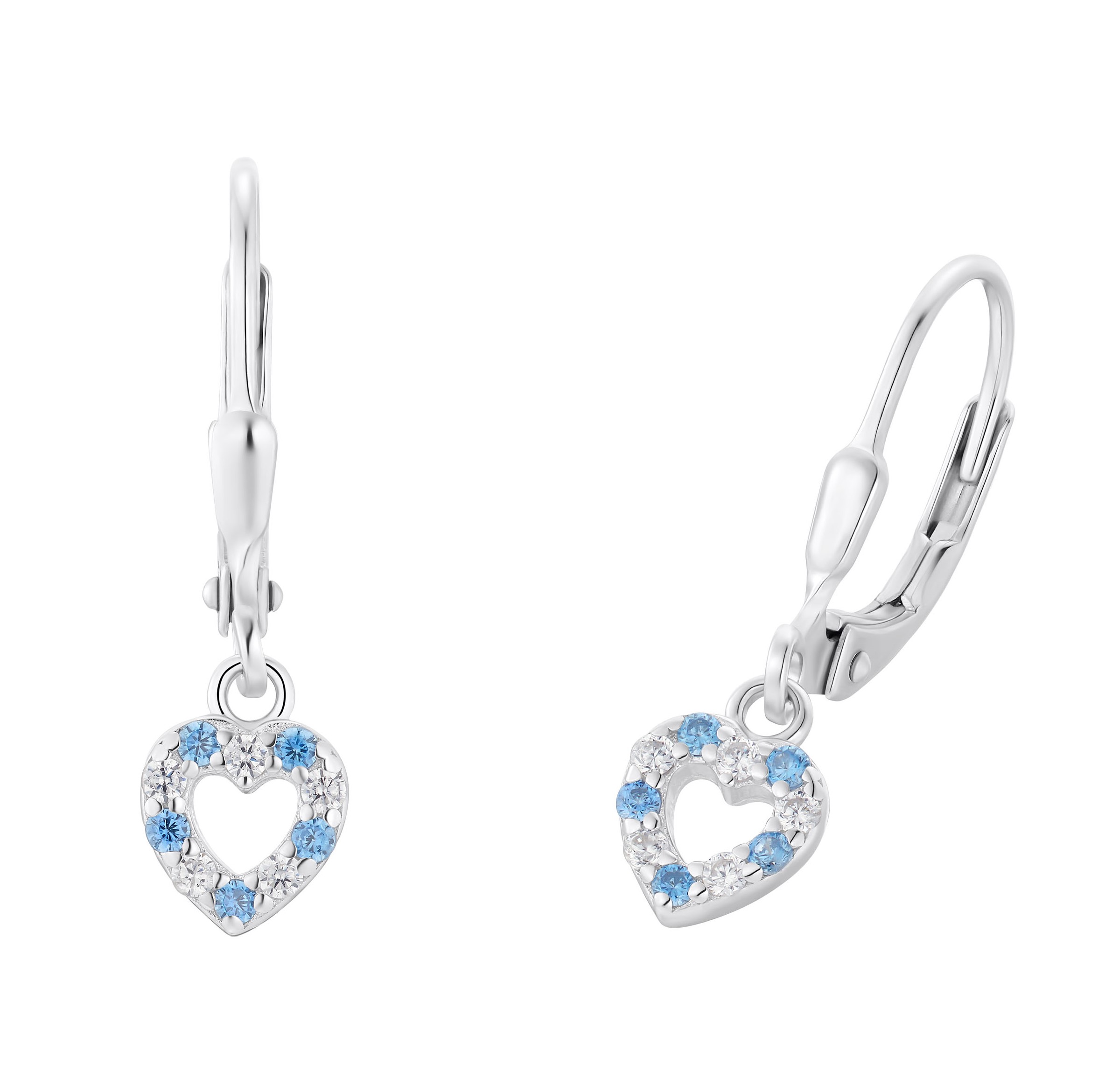 Lillifee Mädchen Ohrhänger 2036434 Herz Silber 925 synth. Zirkonia blau weiß