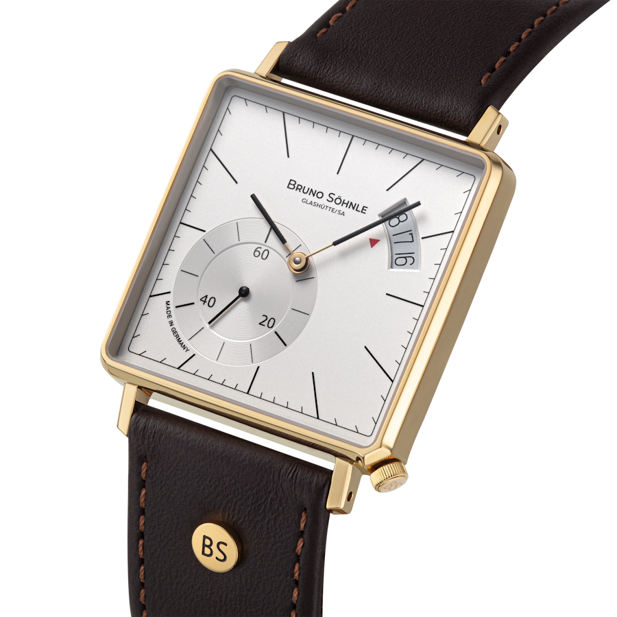 Bruno Söhnle Herren Armbanduhr 17-33072-241 Rondo III Big IP Gold mit Lederband braun