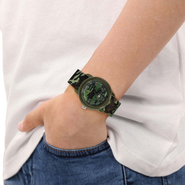 Tom Tailor Kinder Armbanduhr 2100711 Textilband Camouflage grün