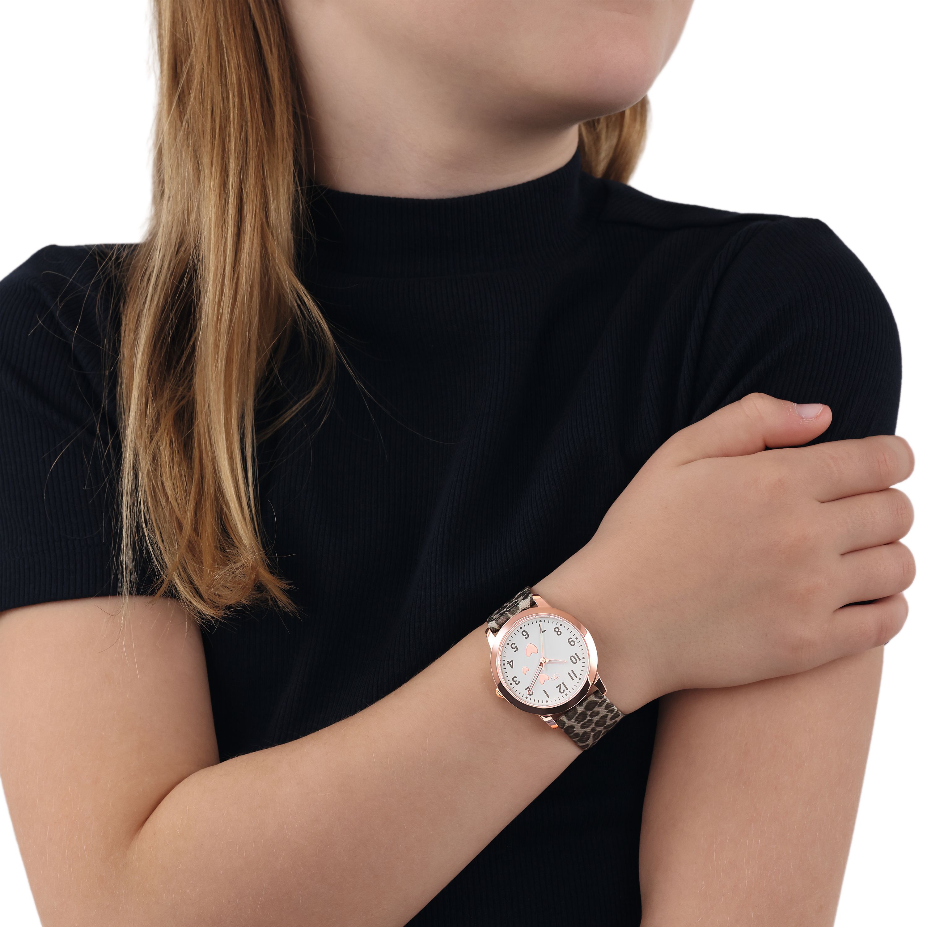 Tom Tailor Mädchen Armbanduhr 2100730 Textilband Leoparden-Print