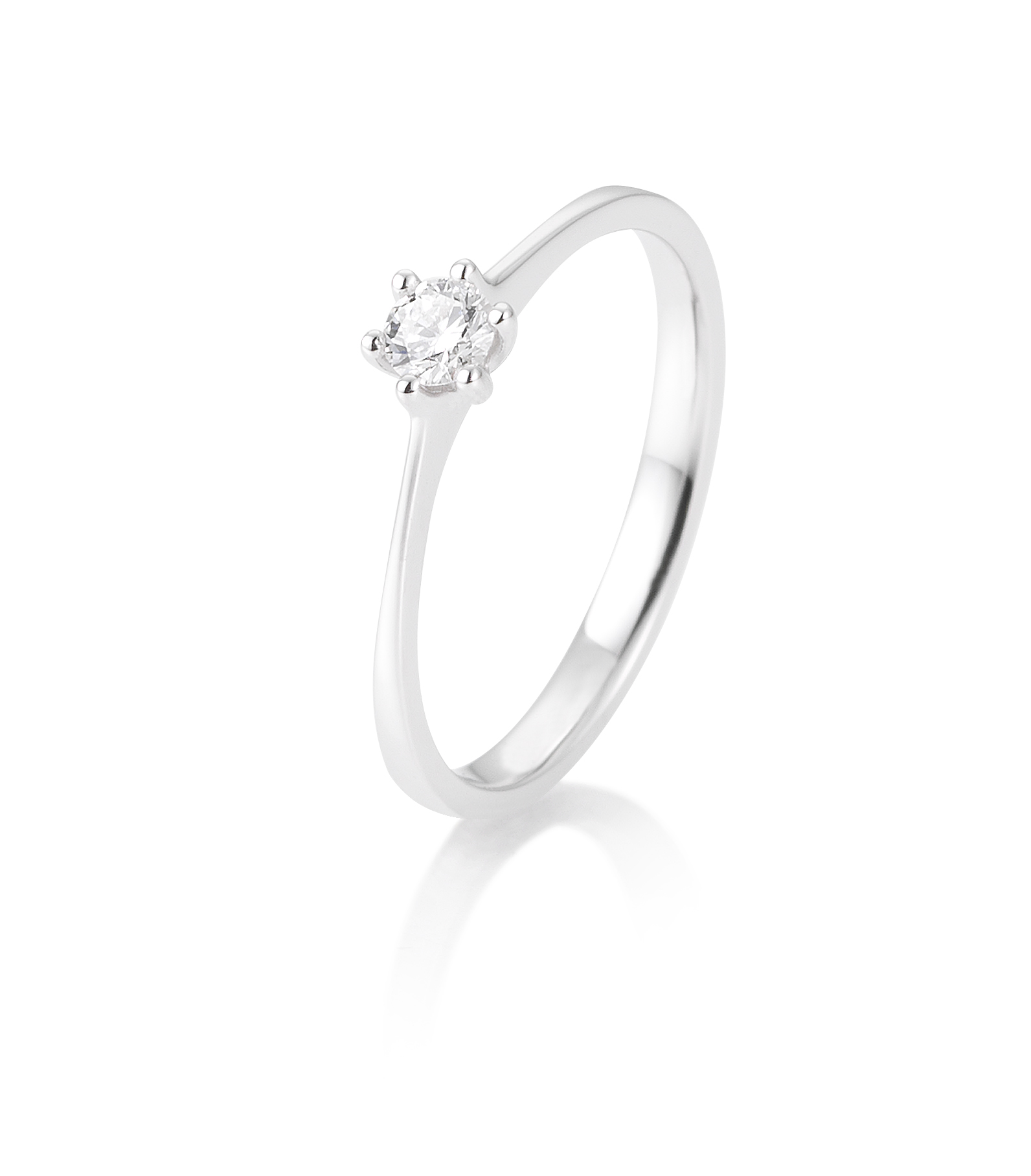 Breuning Solitaire Ring 41/82143-0 Brillant 6er Krappe Weißgold