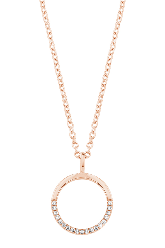 s.Oliver Damen Halskette 2026070 Kreisanhänger Silber Zirkonia Rosé