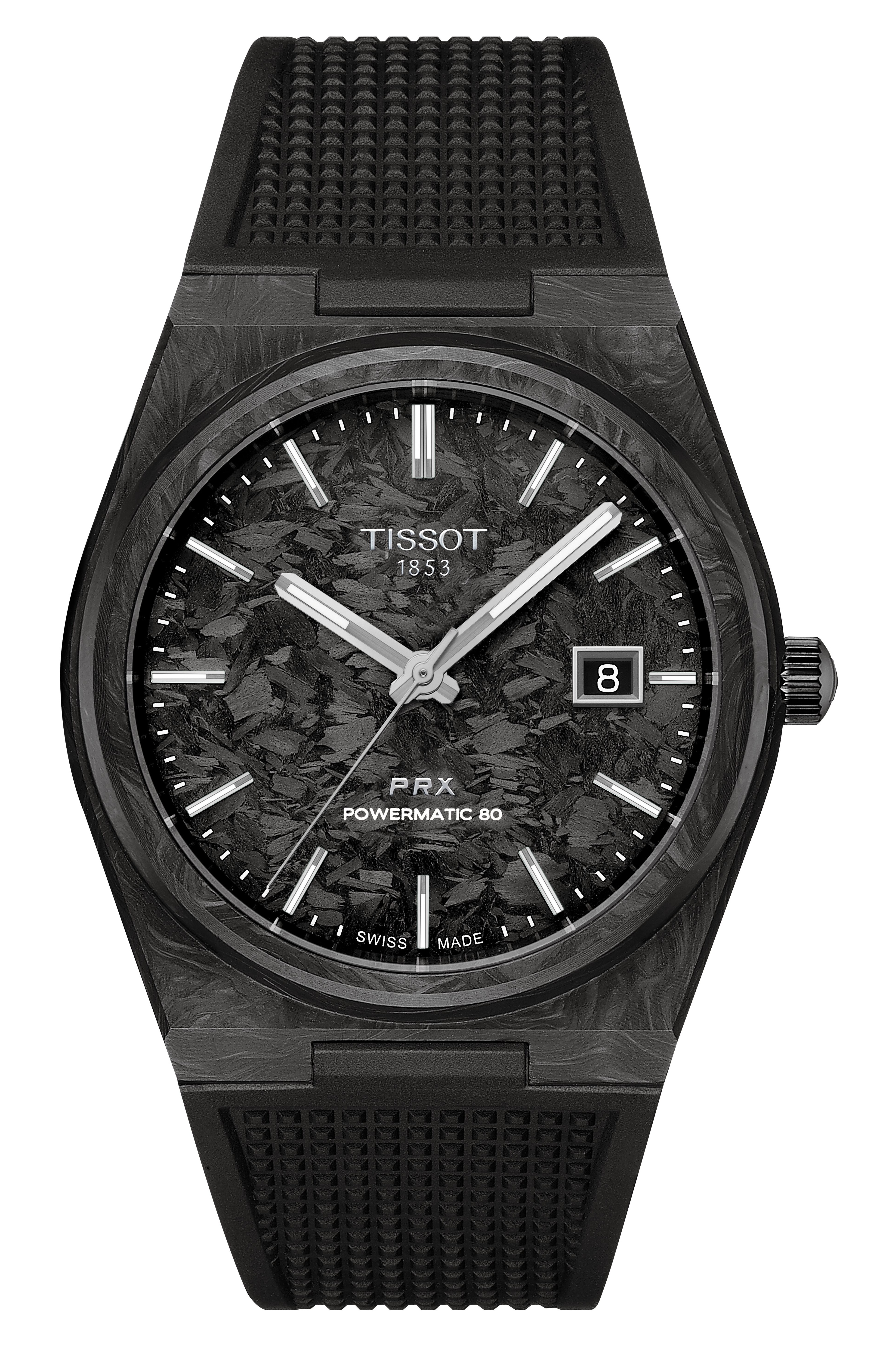 Tissot Herren Armbanduhr T137.907.97.201.00 PRX Carbon 40,5 mm Automatik mit Kautschukband schwarz