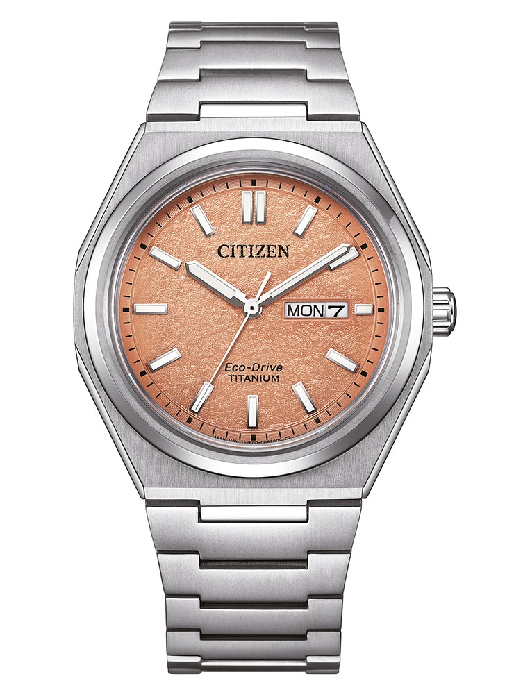Citizen Herren Armbanduhr AW0130-85ZE Eco Drive Super Titanium orange