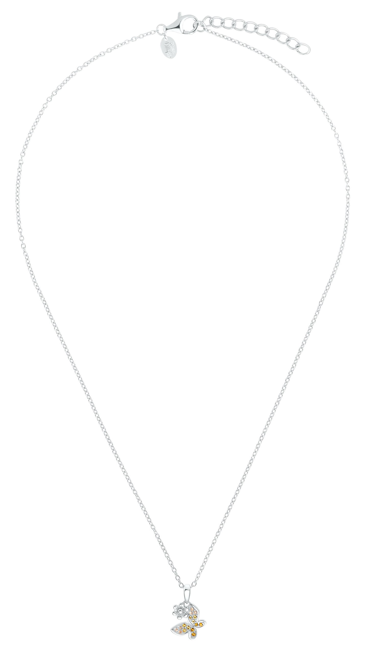 Lillifee Halskette 2035991 Silber 925/- mit Anhänger Schmetterling und Blüte Zirkonia apricot gelb