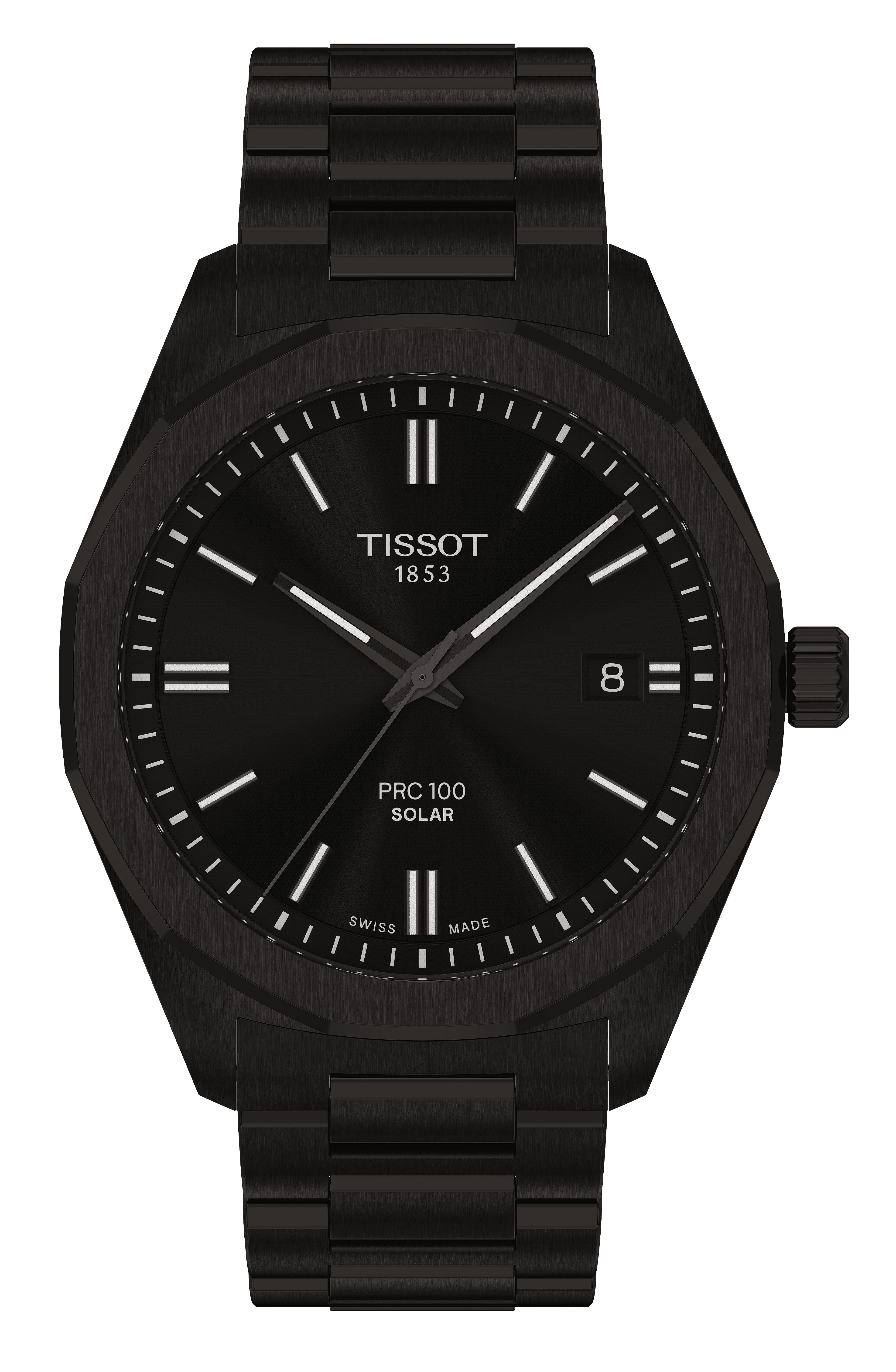 Tissot Herren Armbanduhr T151.422.33.051.00 PRC 100 Solar 39mm Edelstahl mit Schwarzer PVD-Beschichtung