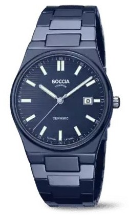 Boccia Herren Armbanduhr 3675-02 Ceramic blau Titan