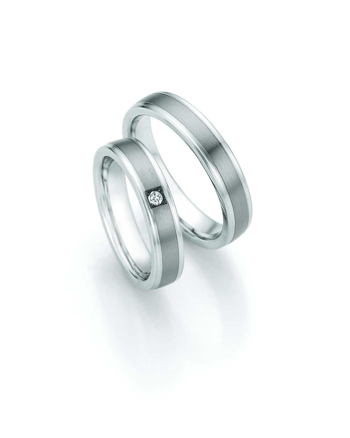 Eheringe Trauringe White Style Steel Titan Brillant II 68-20070 / 68-20080