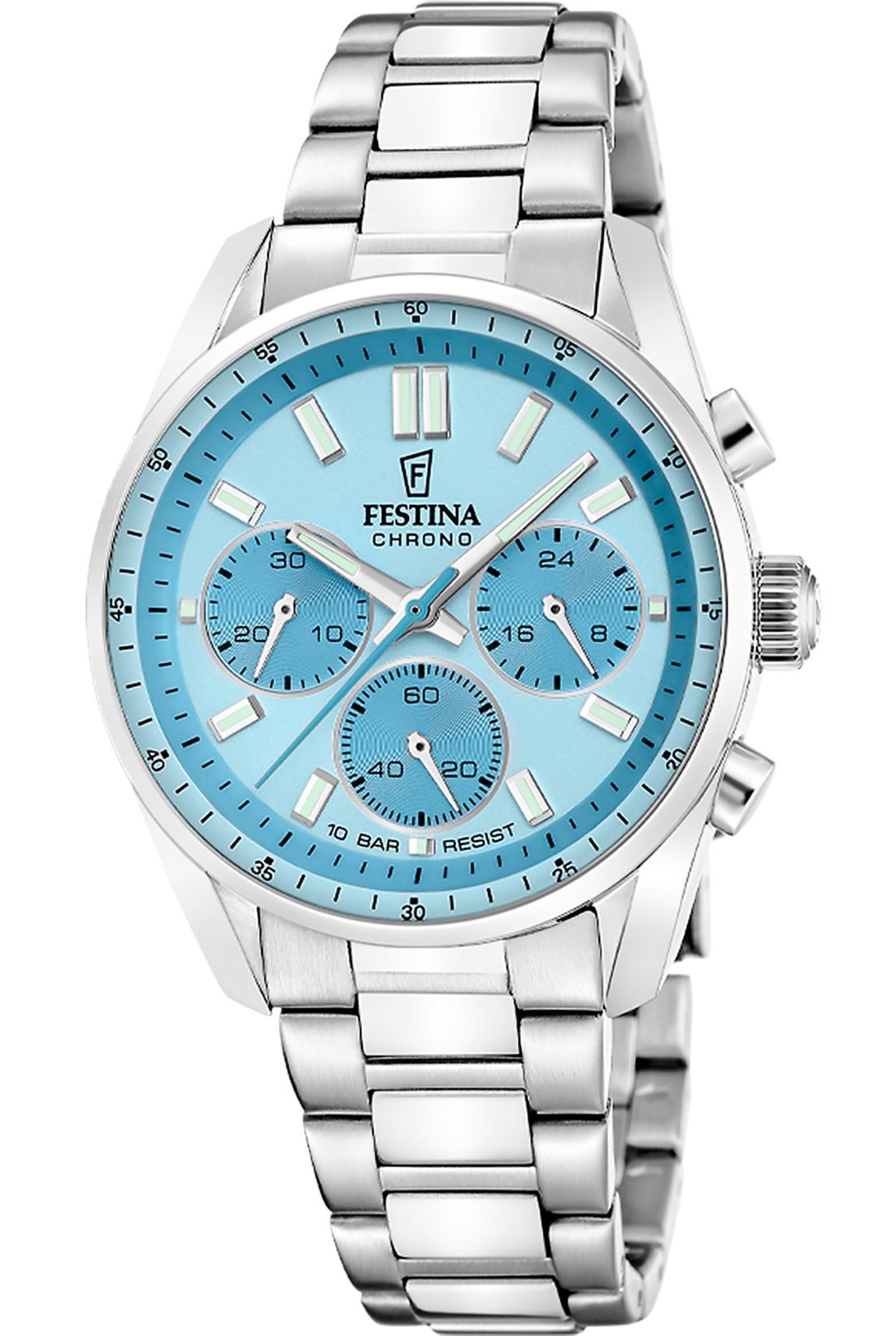Festina Armbanduhr F20609/6 Boyfriend Chronograph - Edelstahl, Hellblau