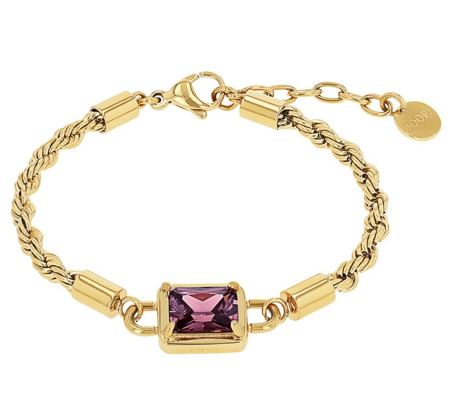 Joop! Damen Armband 2040533 Edelstahl gelbgold IP synth. Zirkonia lila