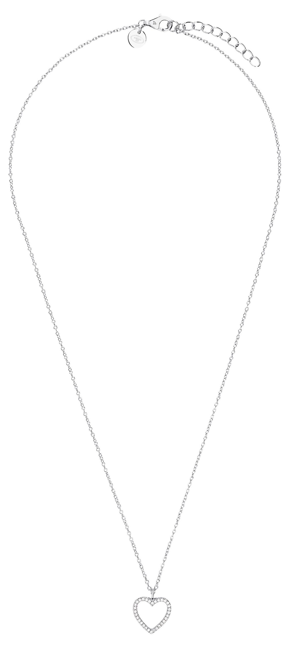 Tom Tailor Damen Halskette 2101258 mit Herz-Anhänger Silber 925 synth. Zirkonia