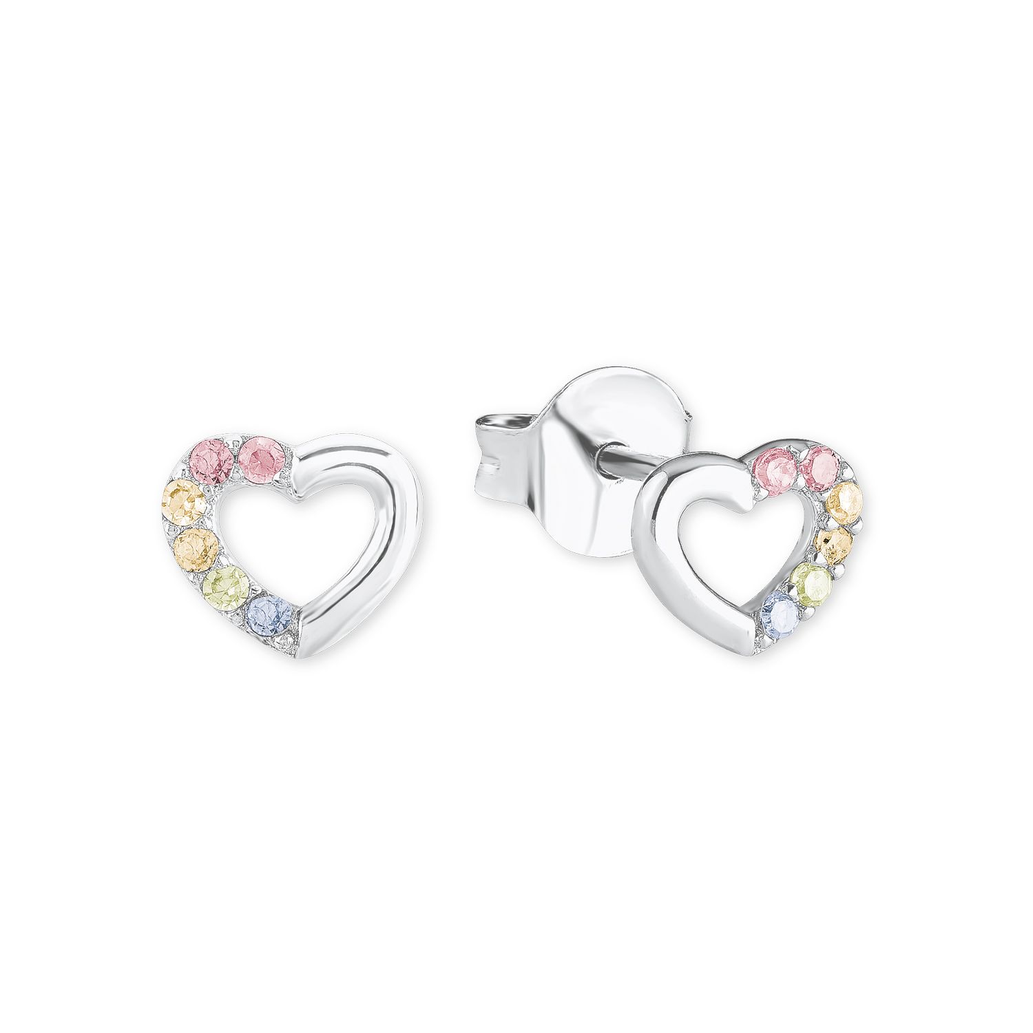 Lillifee Mädchen Ohrstecker 2024376 Herz bunt Silber 925