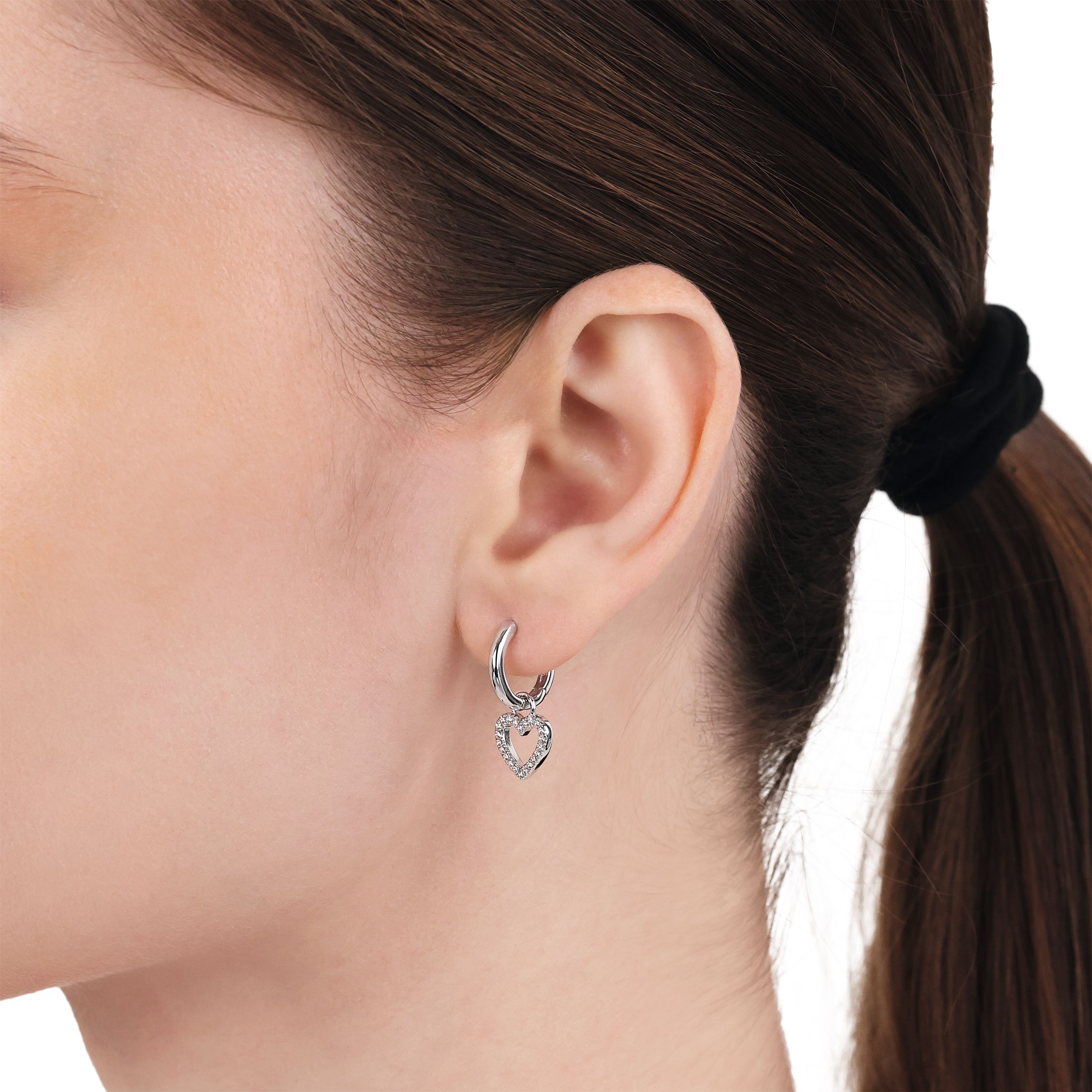 Tom Tailor Damen Creolen 2101259 Silber 925 mit Herz-Einhänger synth. Zirkonia