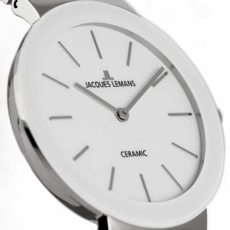 Jacques Lemans Damen Armbanduhr Monaco 42-7B Edelstahl Keramik weiß