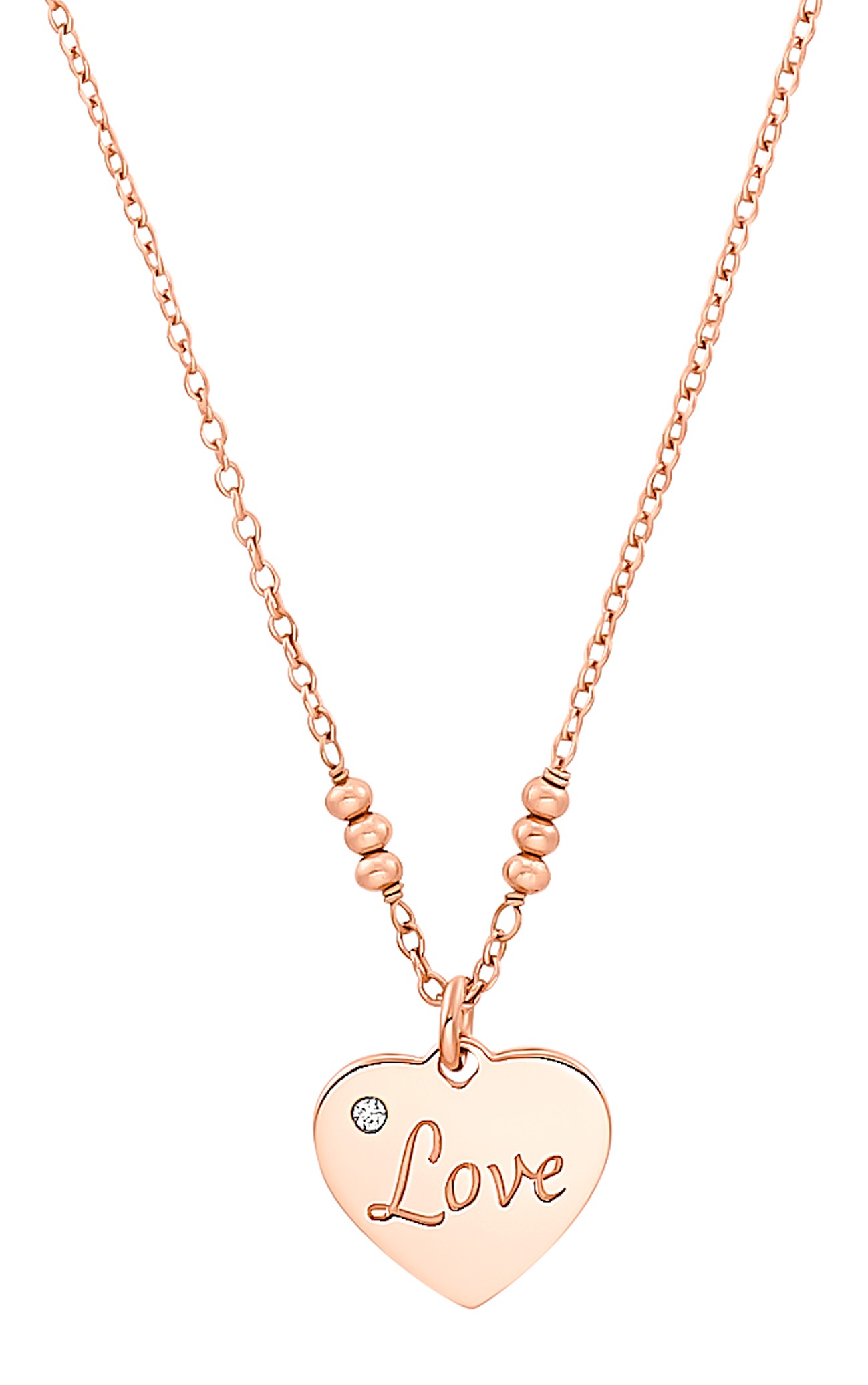 s.Oliver Damen Halskette SO PURE 2031416 Herz Love Silber rosévergoldet Zirkonia
