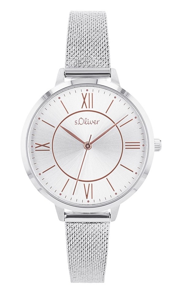 s.Oliver Damen Armbanduhr 2040106 Edelstahl Milanaiseband