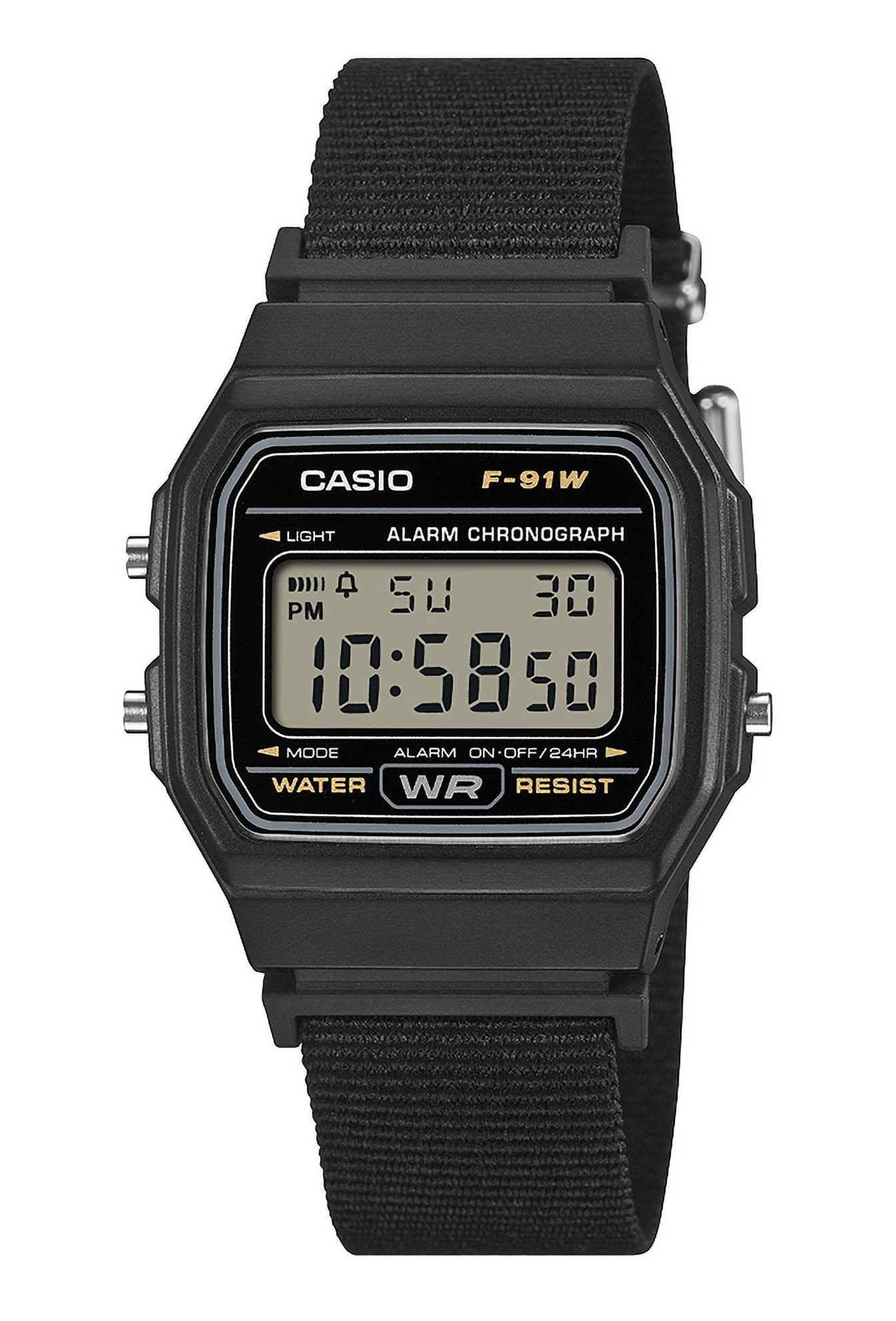 Casio Armbanduhr F-91WF-1AEF digital mit Textilarmband schwarz