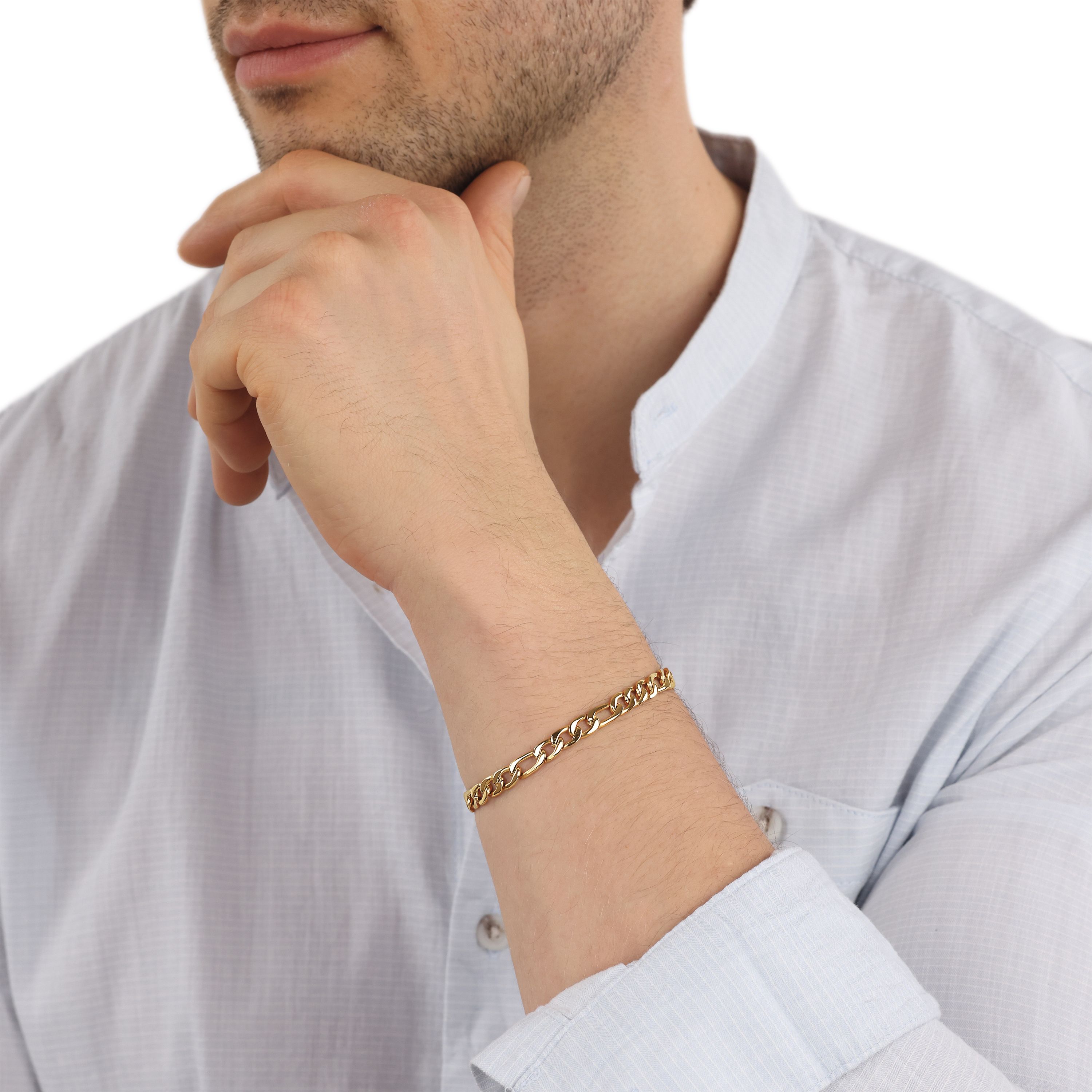 Tom Tailor Herren Armband 2101331 Figaro Edelstahl goldplattiert