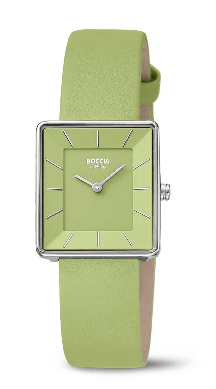 Boccia Damen Armbanduhr Trend 3351-03 Titan Lederband Apfelgrün