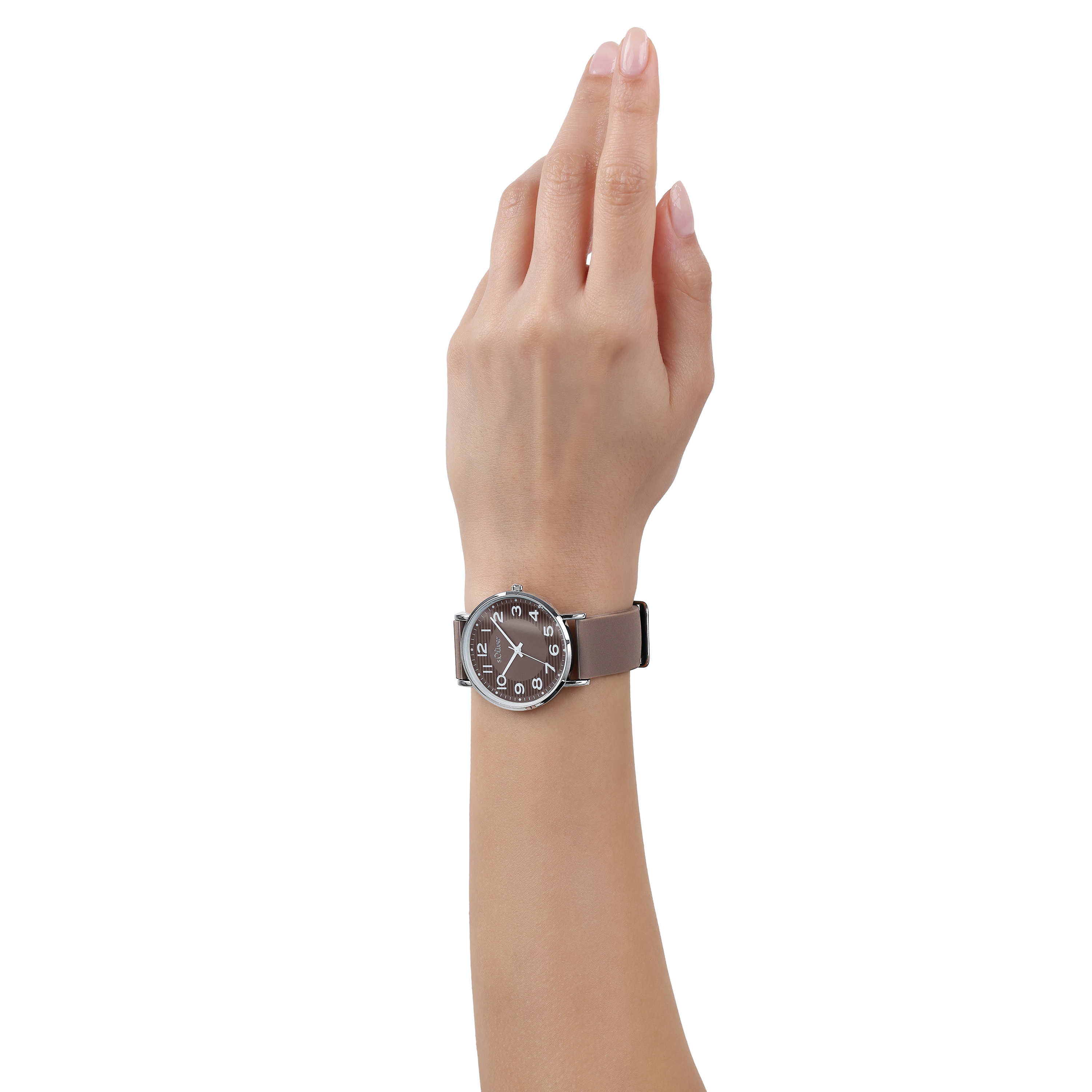 s.Oliver Damen Armbanduhr 2038376 Silikonband beige