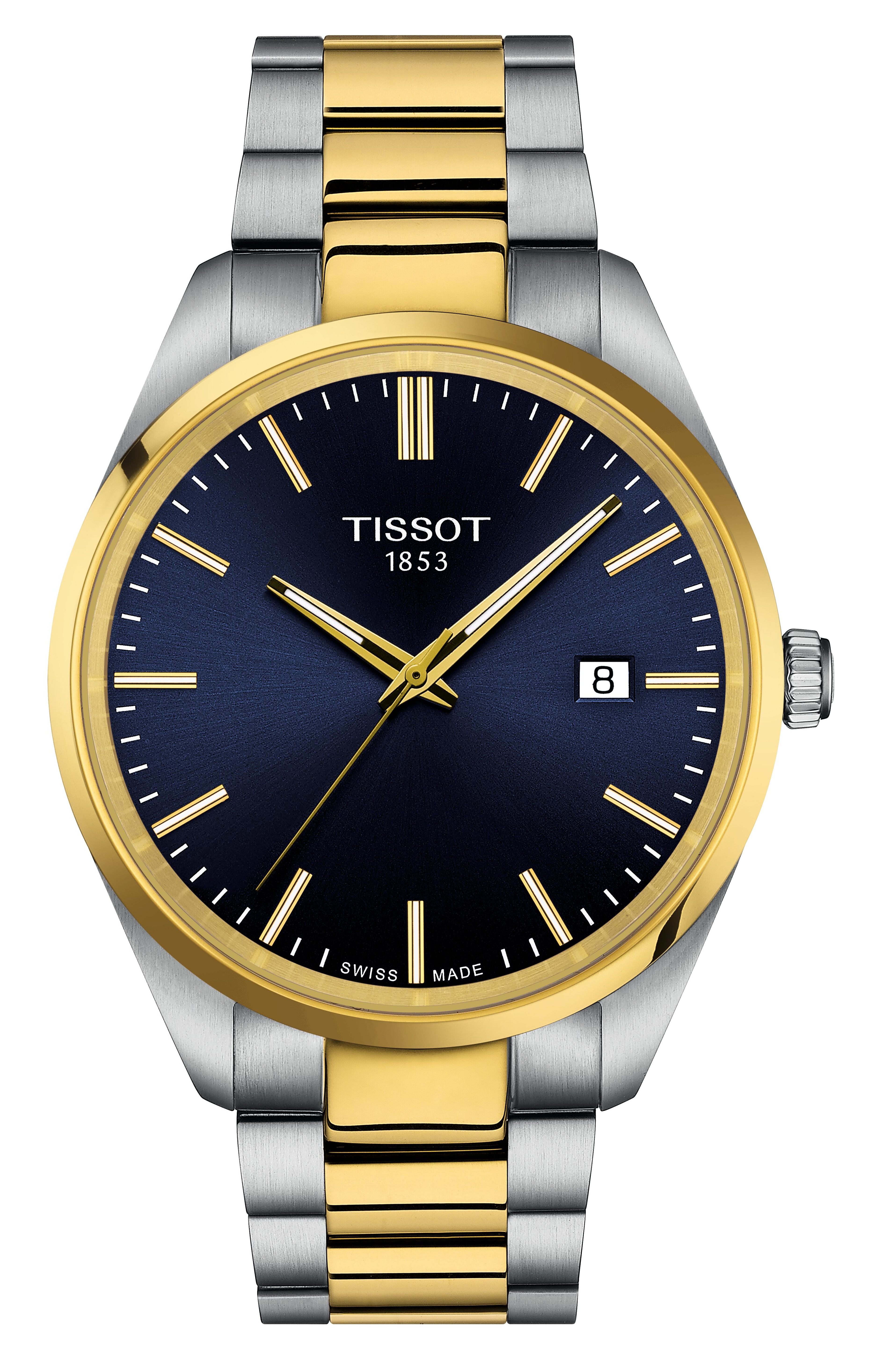 Tissot Herren Armbanduhr T150.410.22.041.00 PR 100 40mm Edelstahl bicolor mit dunkelblauem Zifferblatt