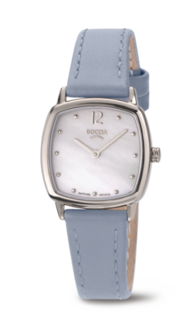 Boccia Damen Armbanduhr Trend 3343-05 Reintitan Lederband hellblau