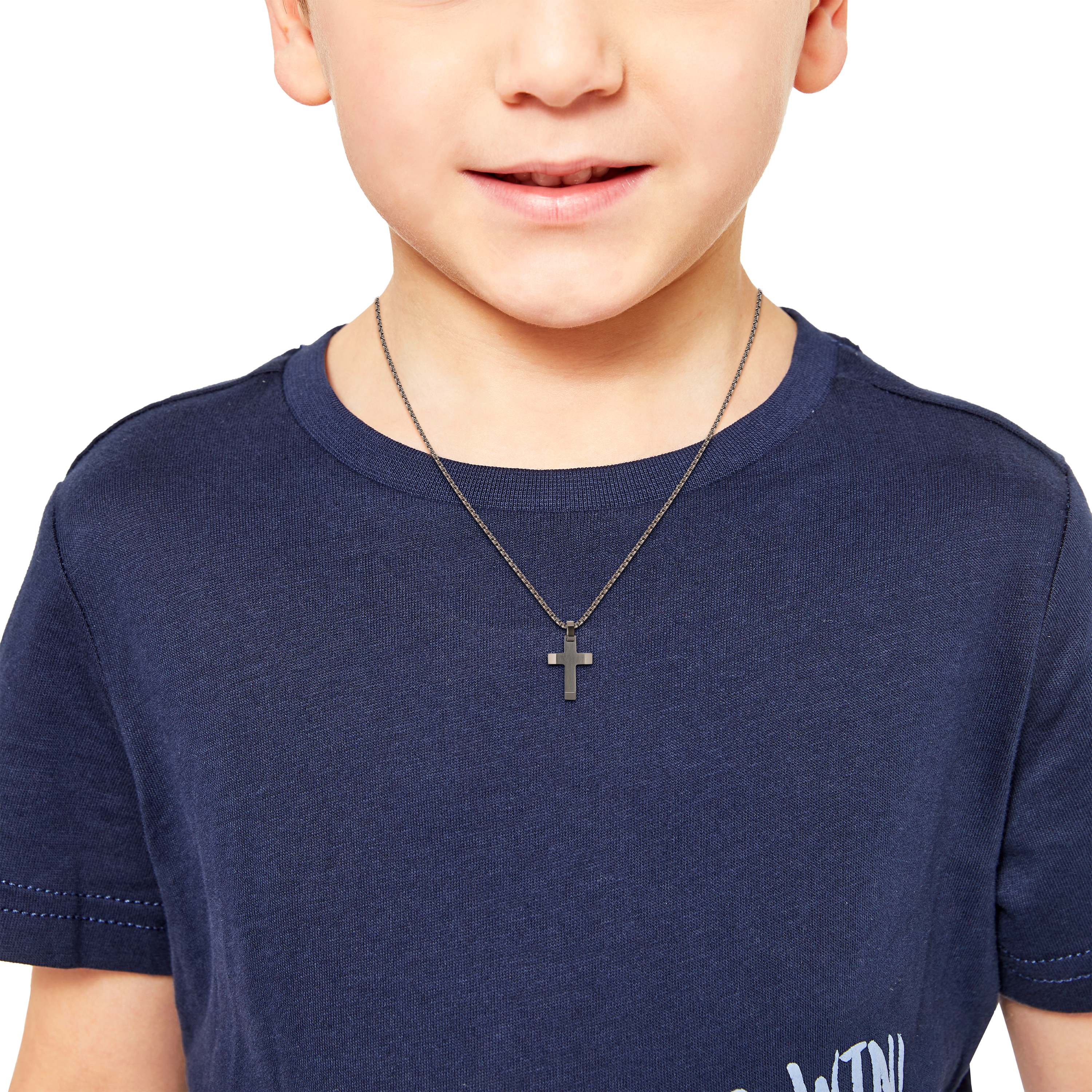s.Oliver Kids Boys Halskette 2035807 mit Anhänger Kreuz Edelstahl IP Gun