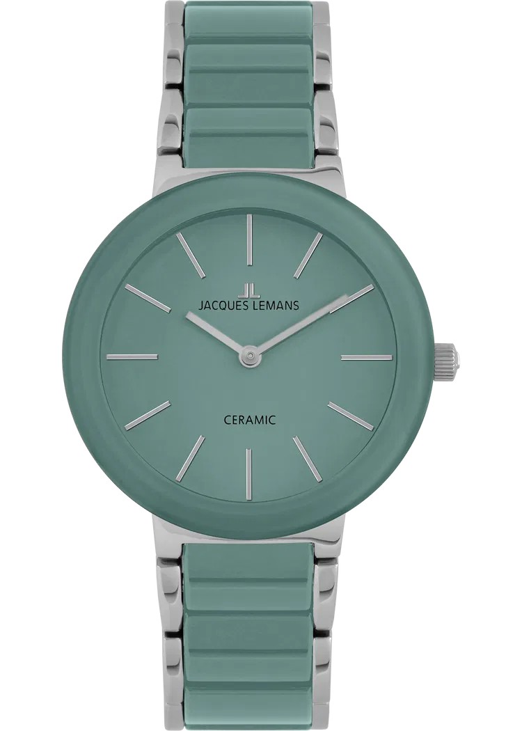 Jacques Lemans Damen Armbanduhr Monaco 42-7ZC Edelstahl Keramik türkis