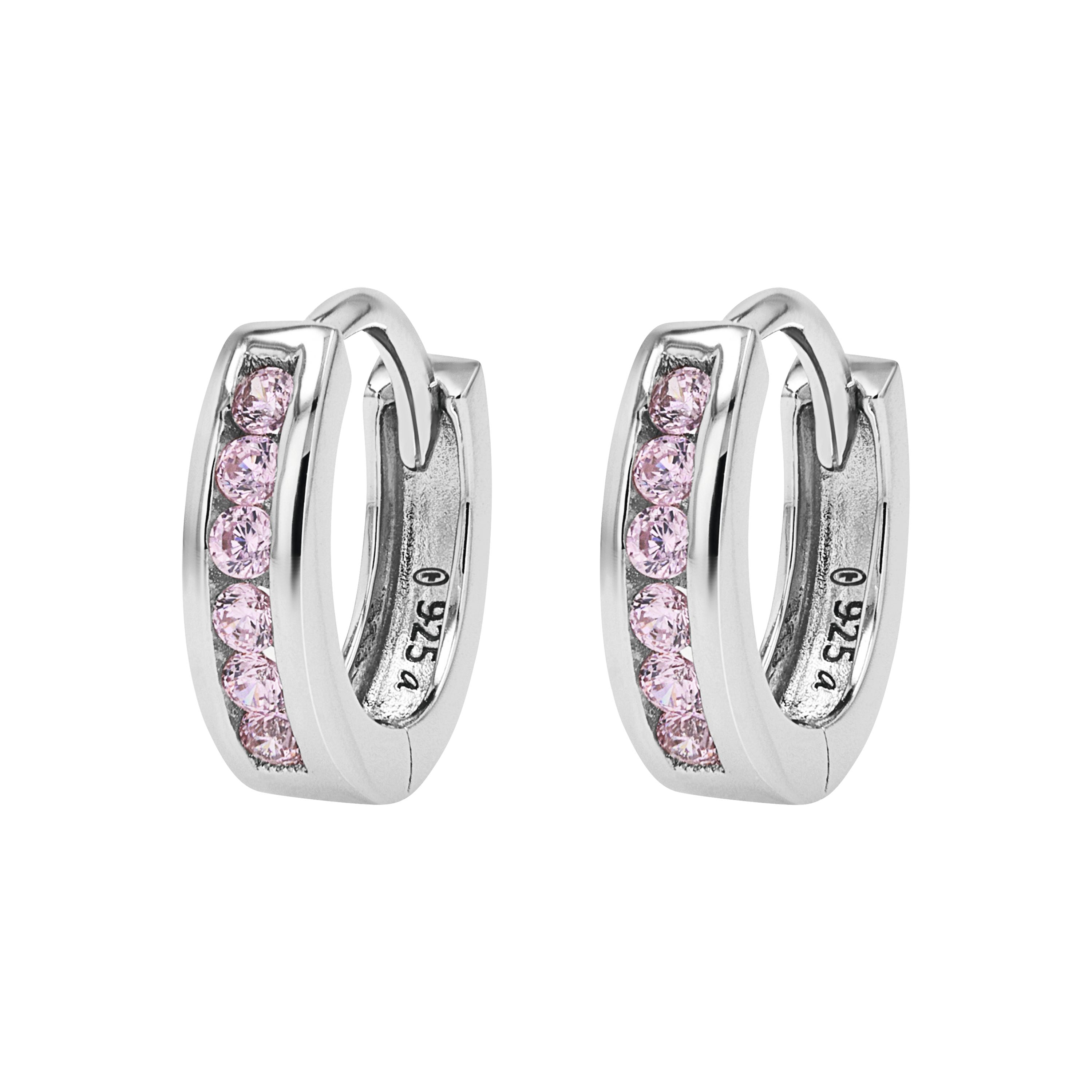 Tom Tailor Mädchen Creolen 2101384 Silber 925 synth. Zirkonia rosa