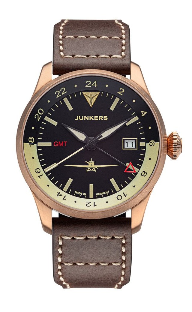 Junkers Herren Armbanduhr Flieger GMT 9.66.01.02 Lederband braun 