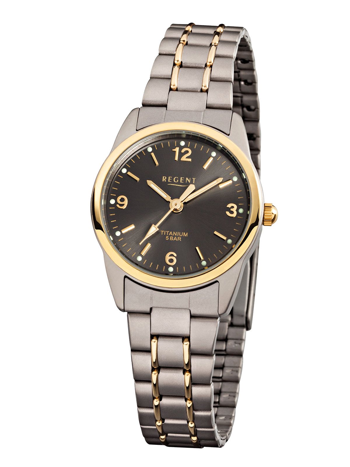 Regent  Damen Armbanduhr 7170.91.95 F-429 Titan Gold IP