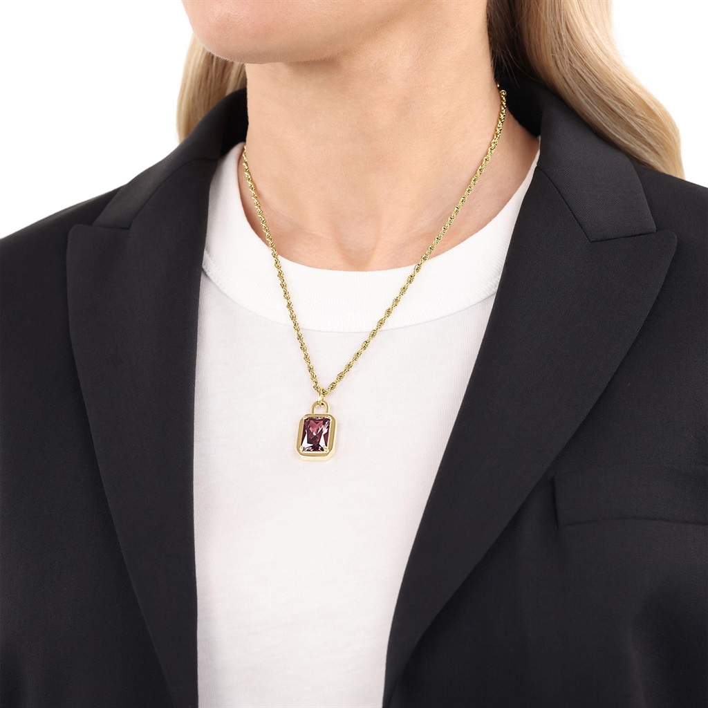 Joop! Damen Halskette 2040532 Edelstahl gelbgold IP synth. Zirkonia lila