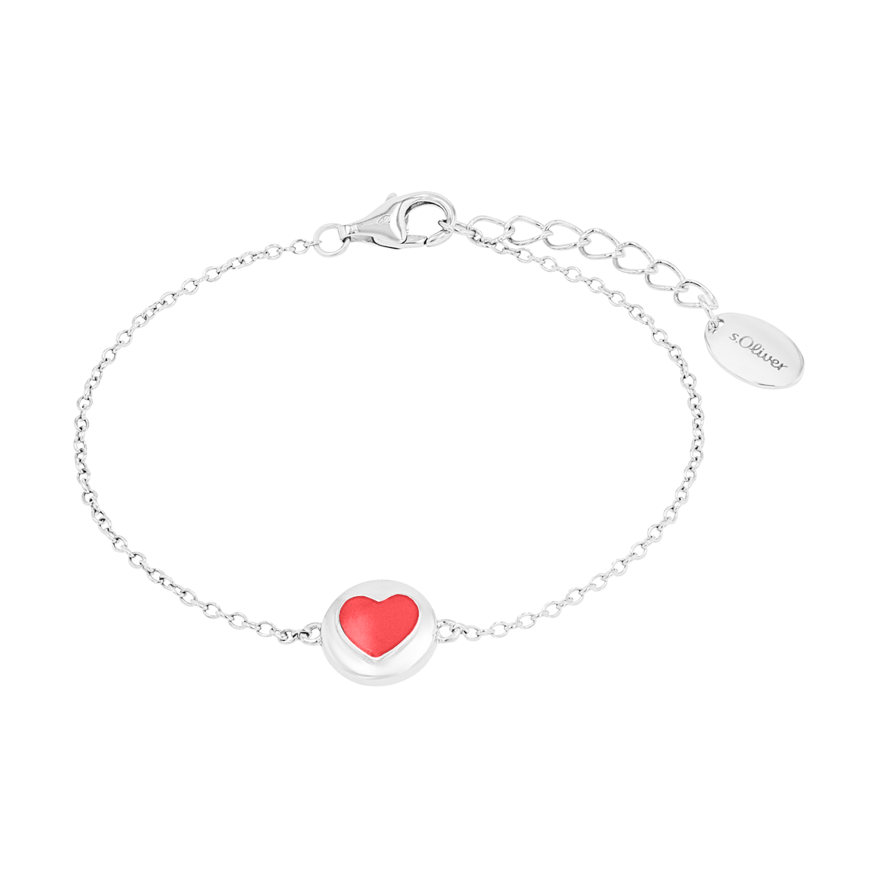 s.Oliver Mädchen Armband 2038779 Herz Silber 925/- Emaille rot