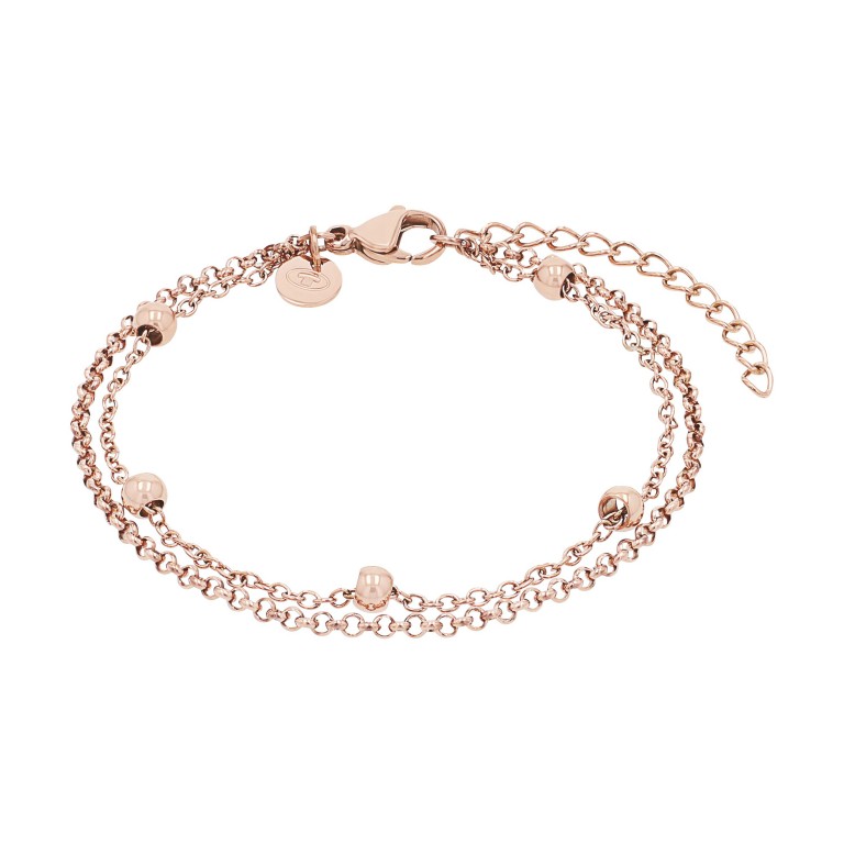 Tom Tailor Damen Armband 2100671 roségoldplattierter Edelstahl doppelreihig mit Kugeldetails
