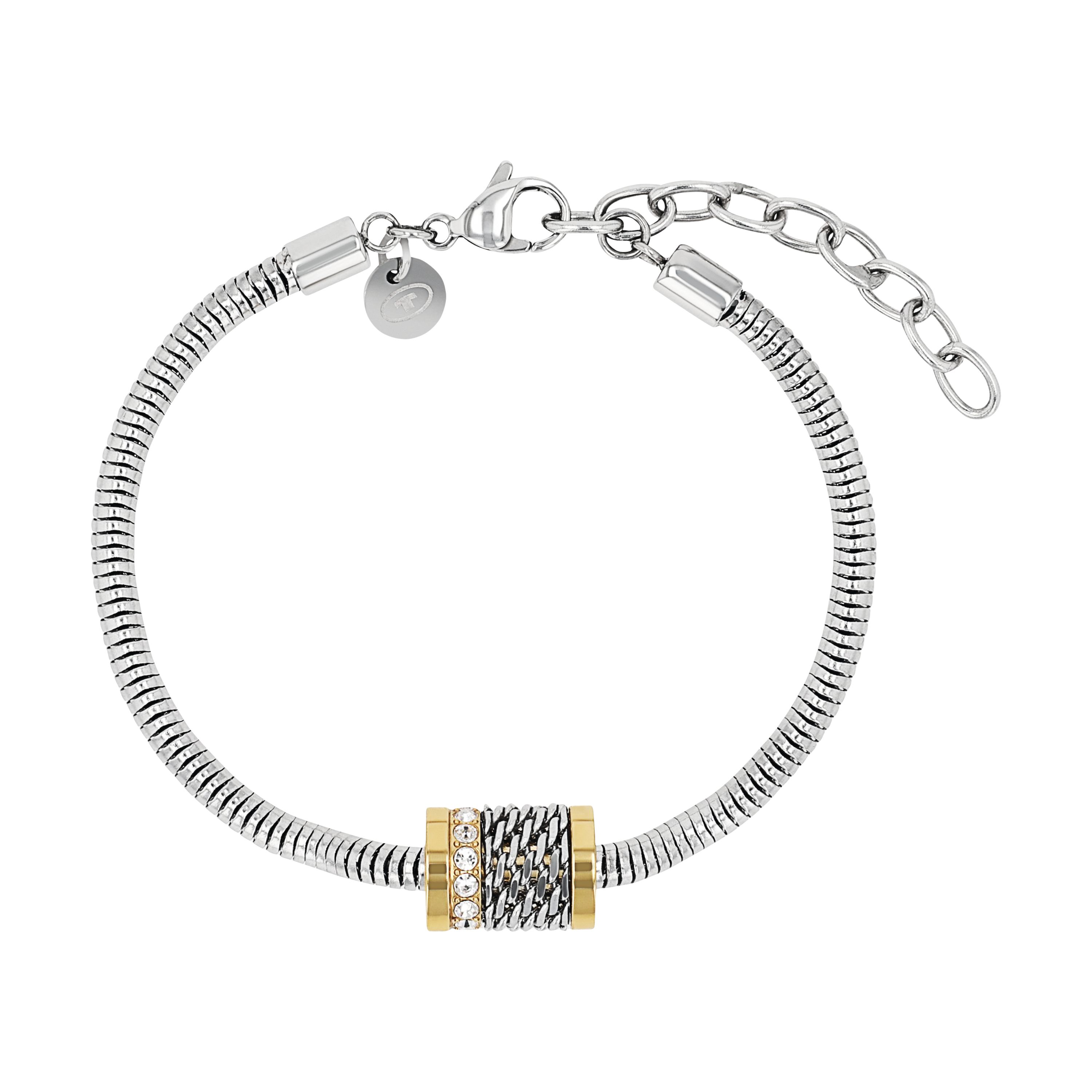 Tom Tailor Damen Armband 2101293 Edelstahl Schlangengliederung mit Schmuck-Beads bicolor 