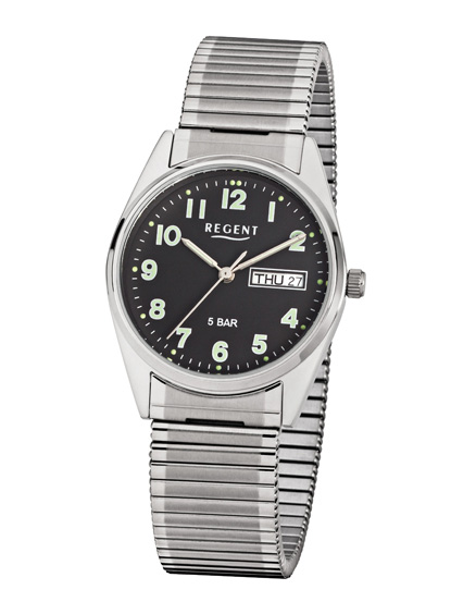 Regent Herren Armbanduhr F-291 Edelstahl Zugband