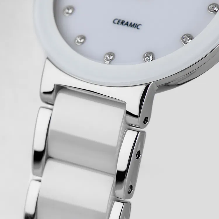 Jacques Lemans Damen Armbanduhr Monaco 42-7H Edelstahl Keramik weiß