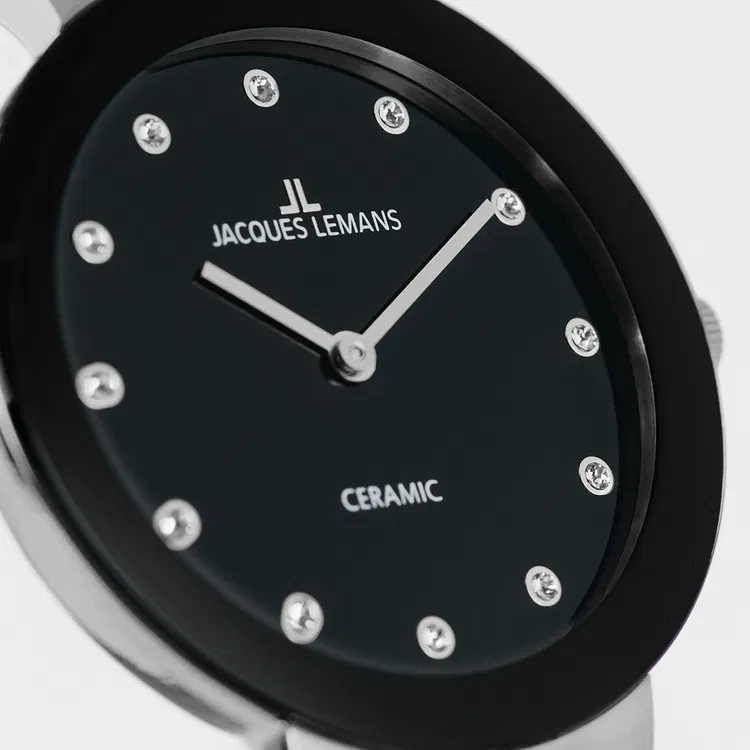 Jacques Lemans Damen Armbanduhr Monaco 42-7G Edelstahl Keramik schwarz