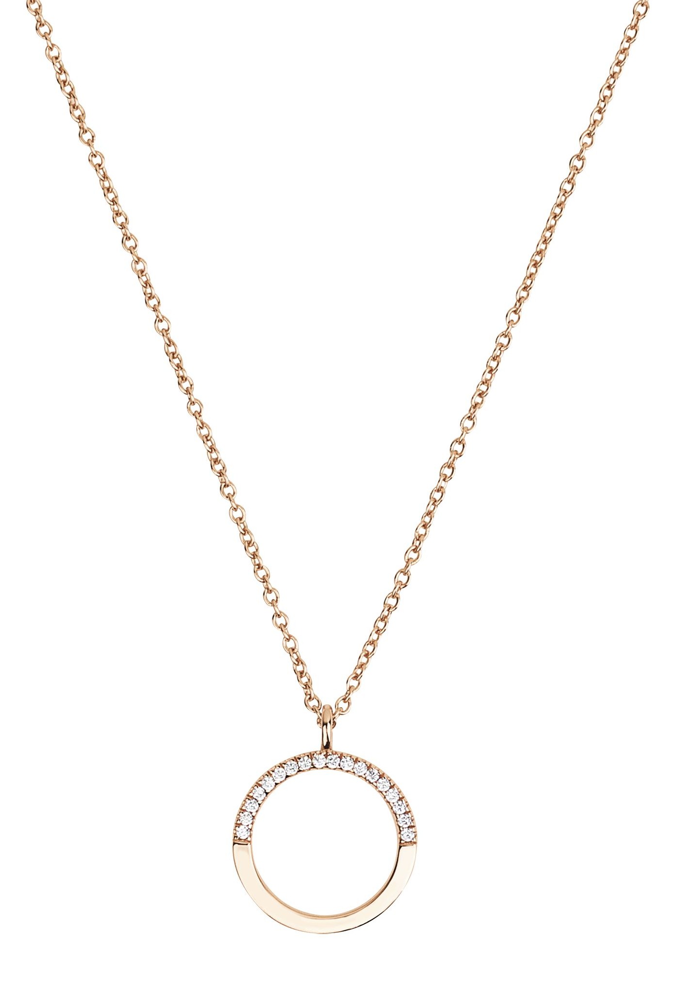 Tom Tailor Damen Halskette 2101280 mit Anhänger Kreis Silber 925 rosévergoldet synth. Zirkonia