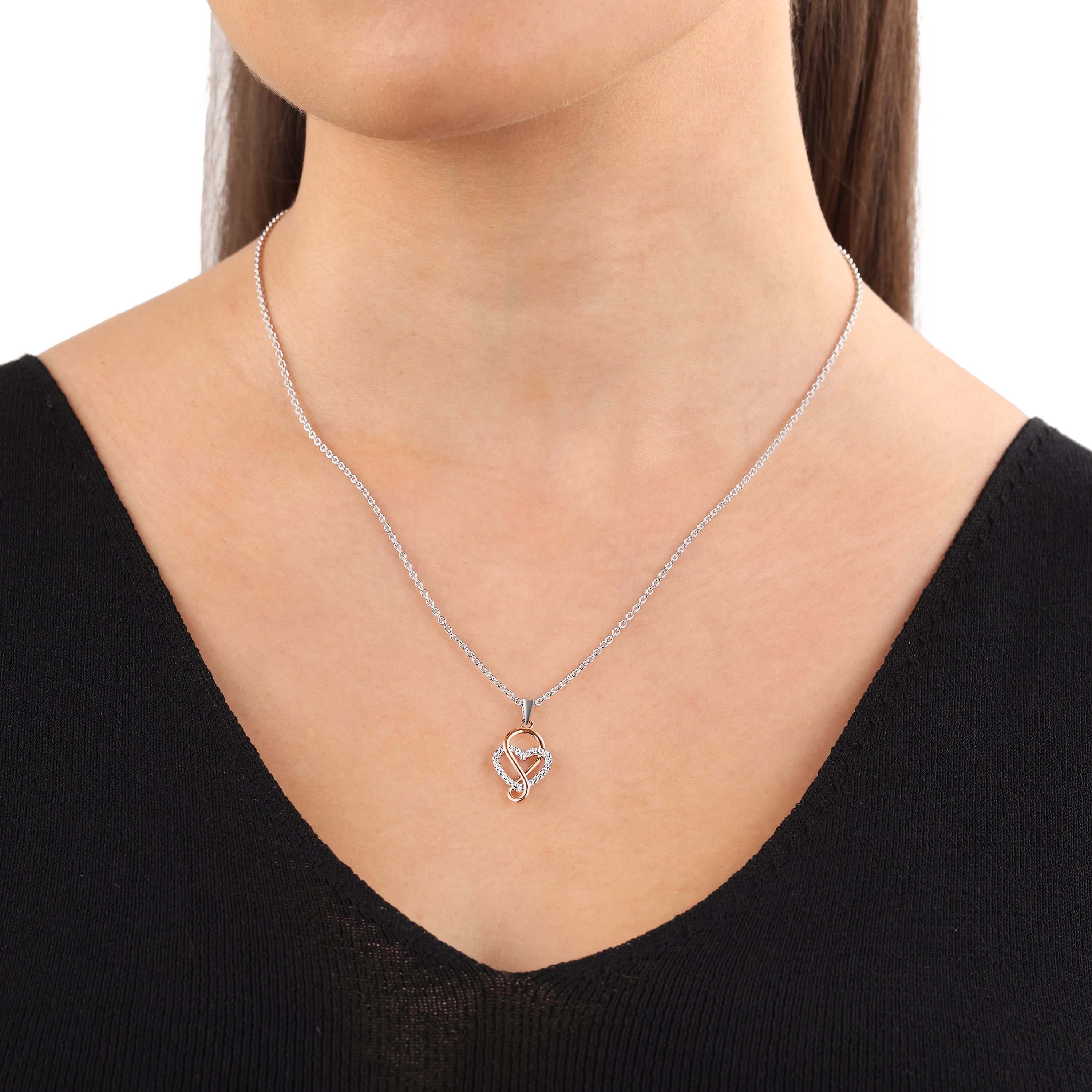 s.Oliver Damen Halskette 9081684 Herz Silber bicolor Zirkonia