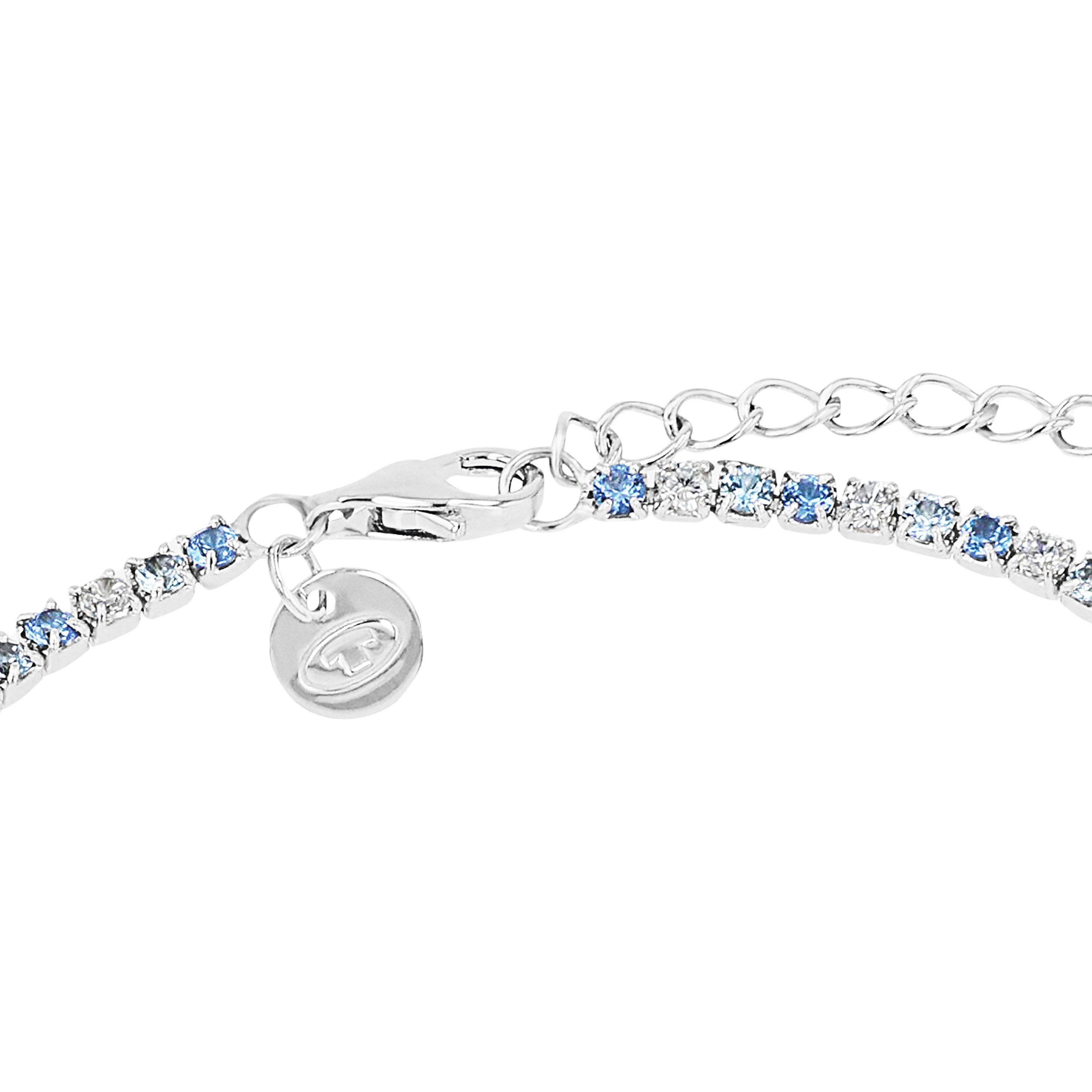 Tom Tailor Damen Armband 2101263 synth. Zirkonia blau weiß Silber 925