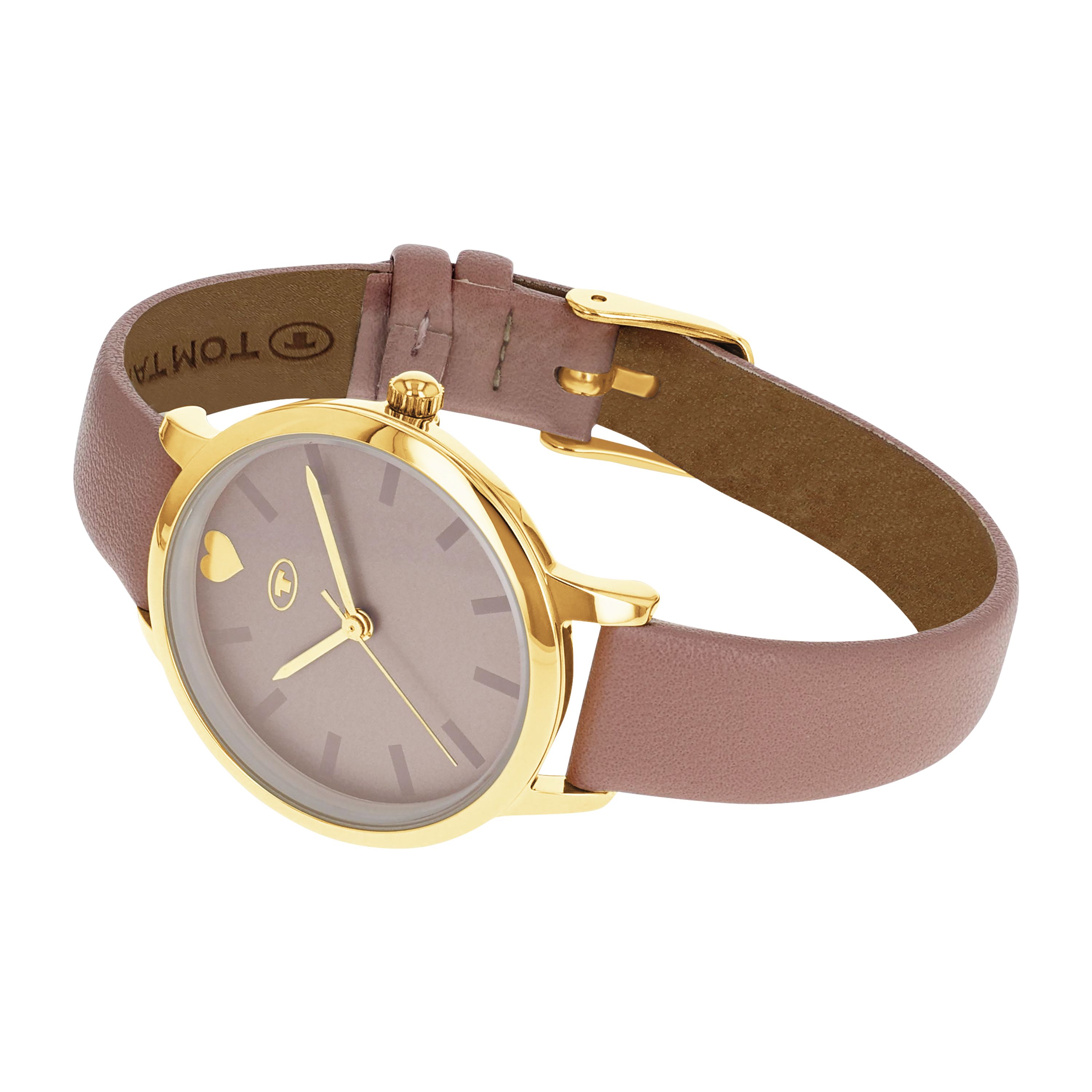 Tom Tailor Mädchen Armbanduhr 2100731 Gelbgold IP Kunstlederband rosé