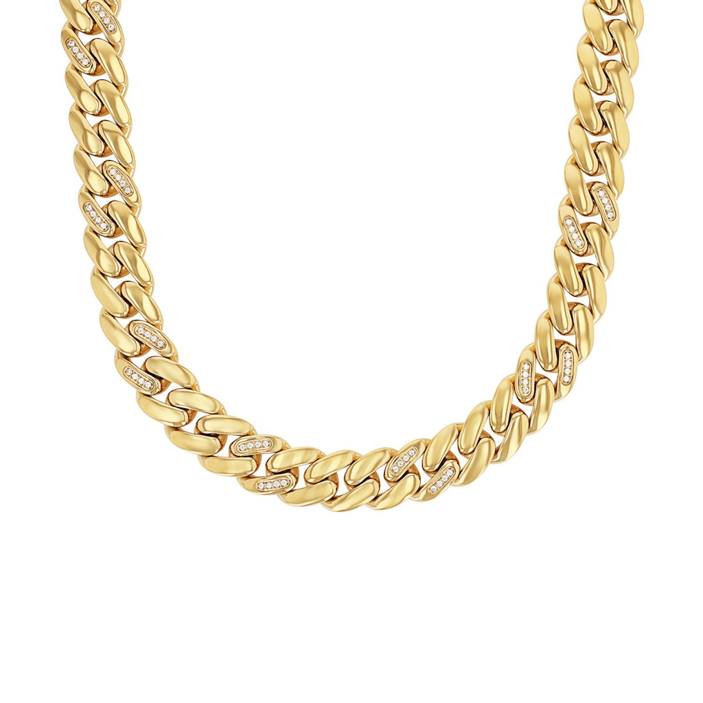 Joop! Damen Halskette Panzer 2040556 Edelstahl gelbgold IP synth. Zirkonia