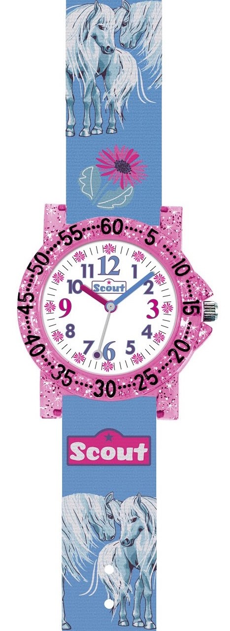 Scout Kinder Armbanduhr 280375027 The IT-Collection Glitter Pferde Blumen