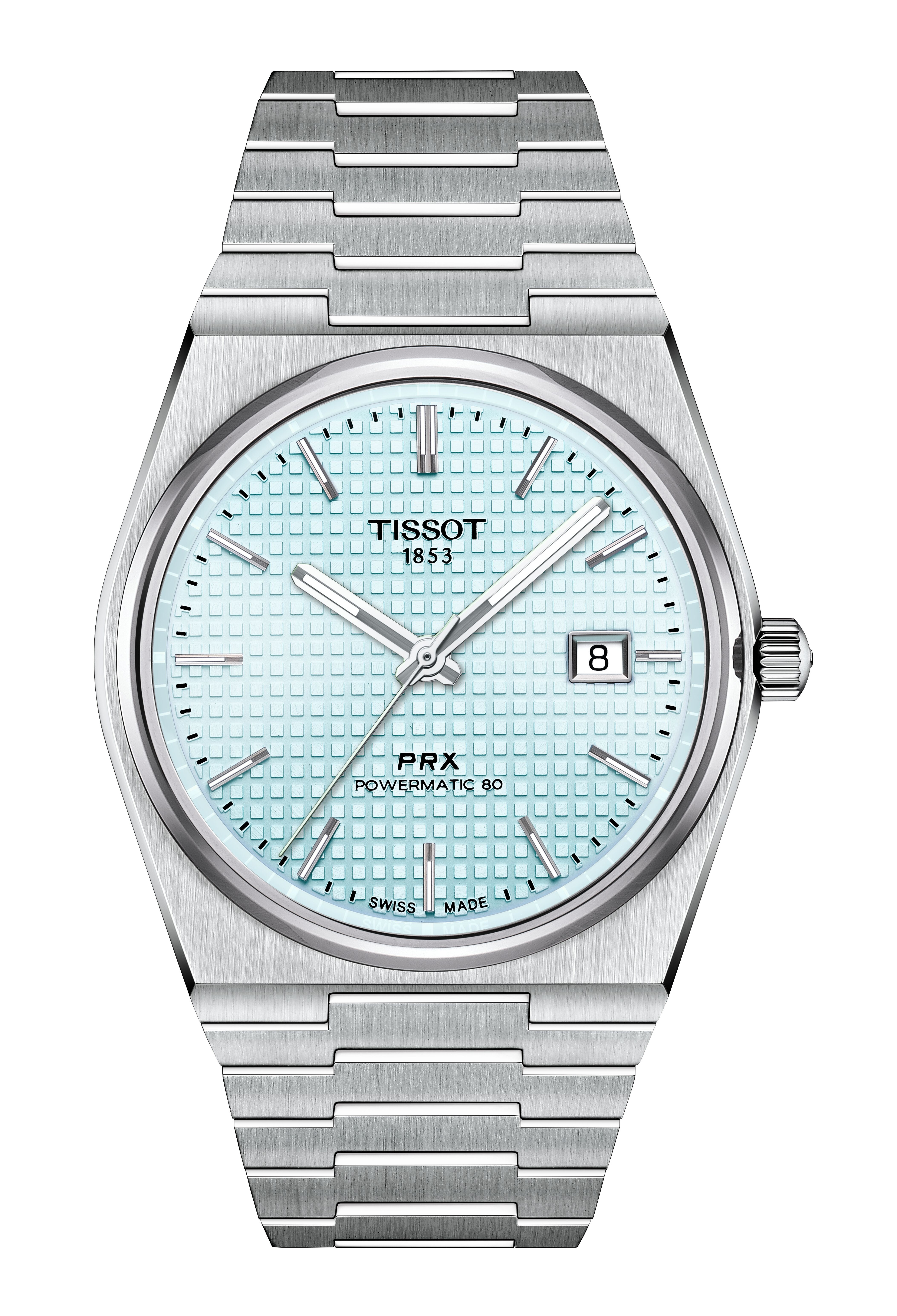 Tissot Armbanduhr T137.407.11.351.00 PRX Titan 40 mm Automatik mit eisblauem Zifferblatt