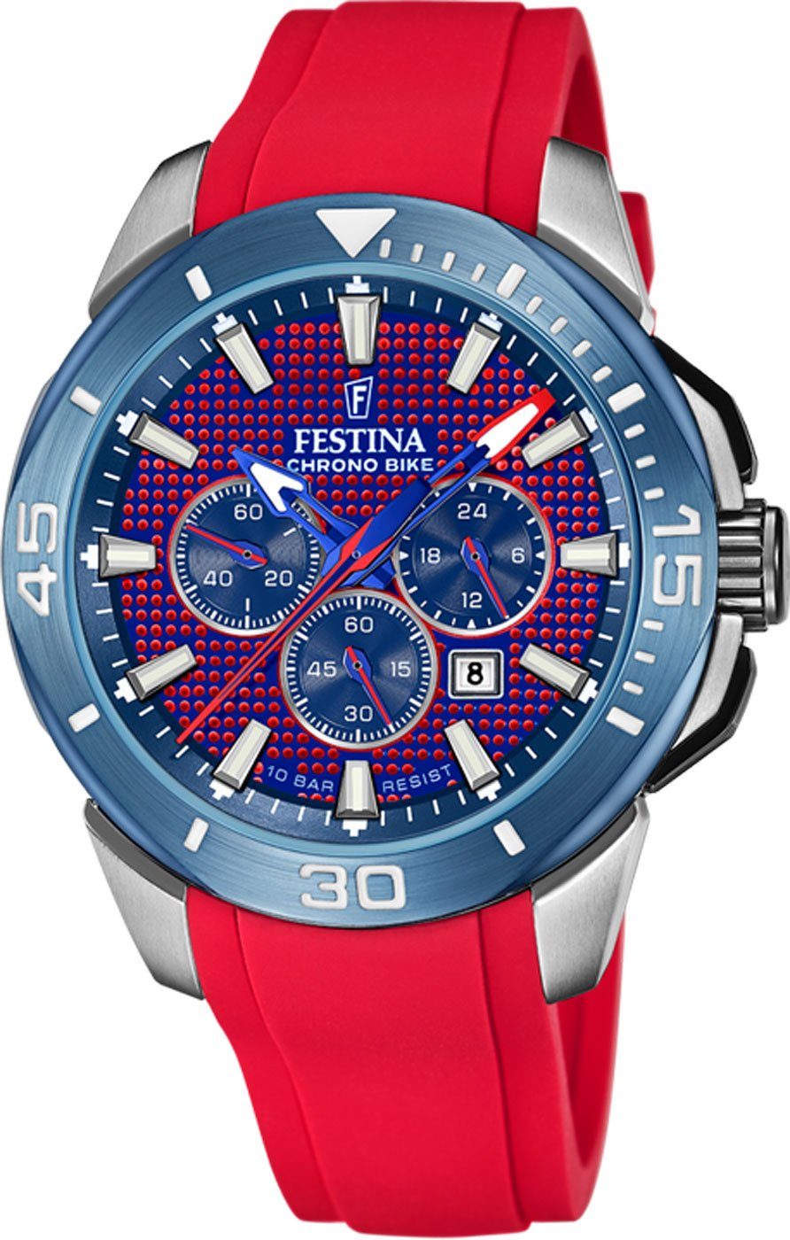 Festina Herren Armbanduhr Chrono Bike F20642/2 Silikonband rot