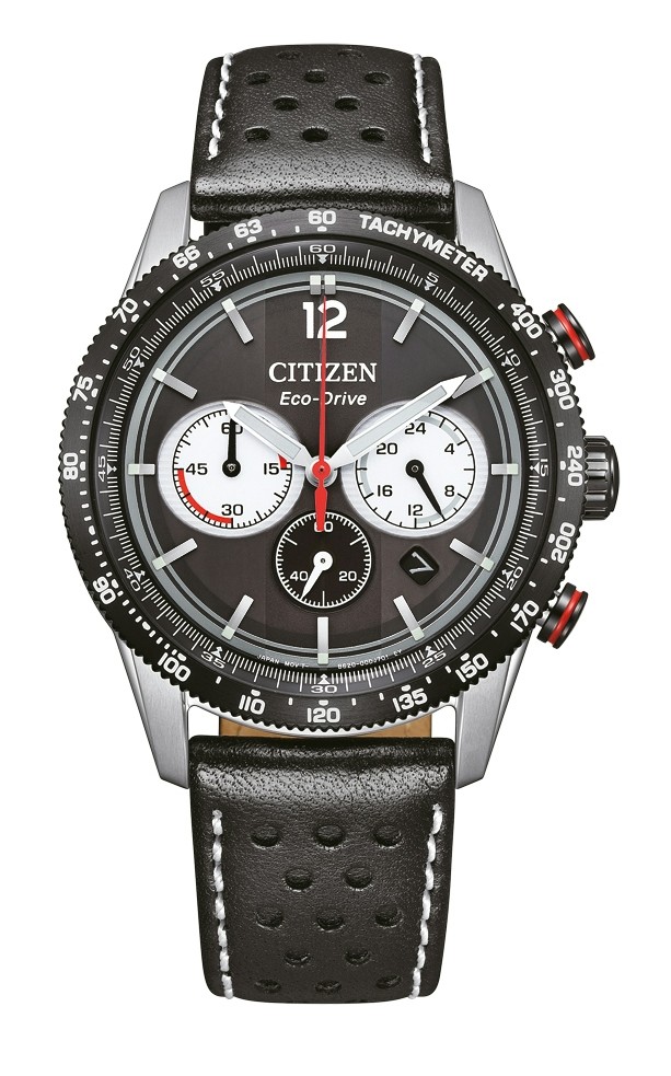Citizen Herren Racing-Chronograph CA4717-06E Solar Eco Drive Edelstahl Lederband schwarz