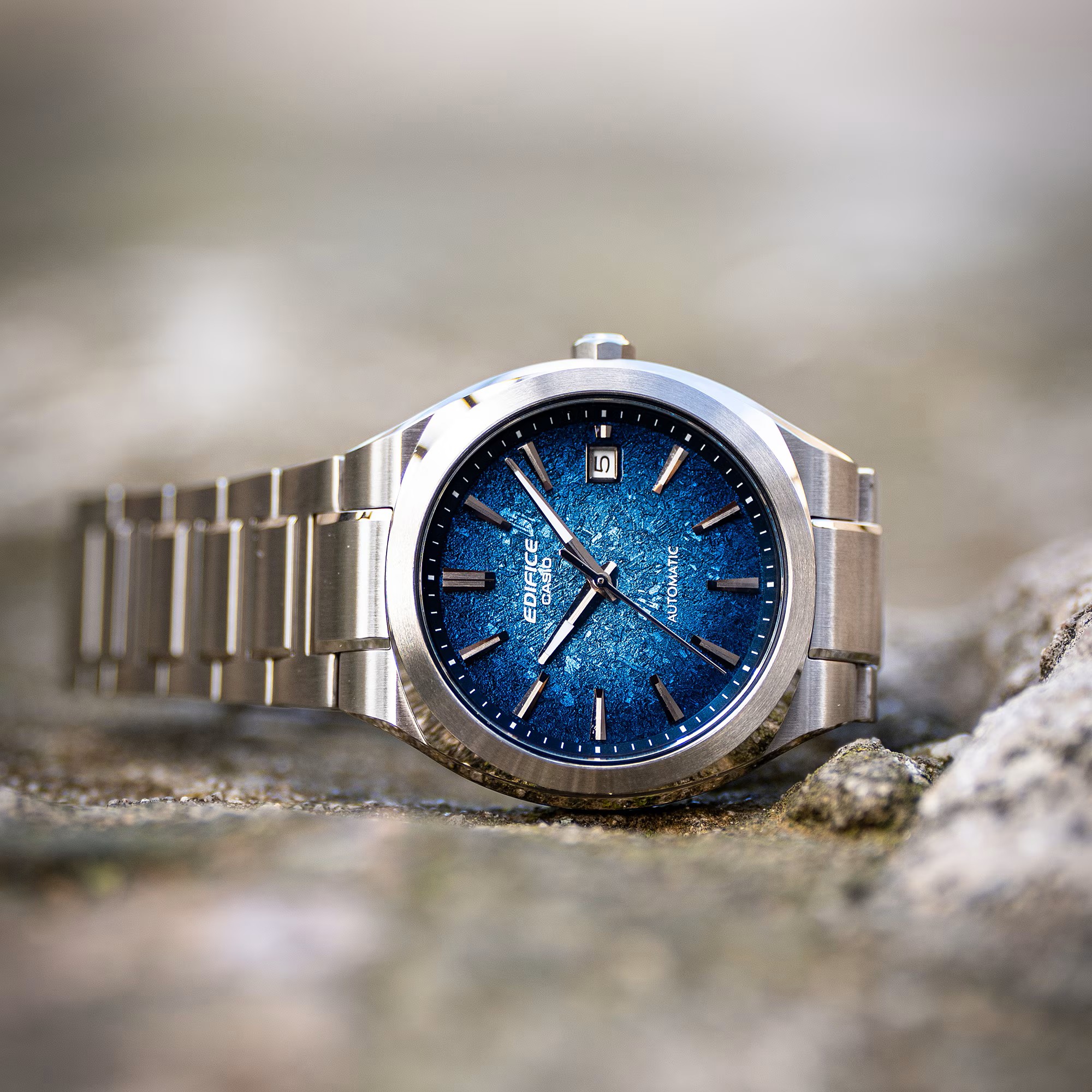 Casio  Herren Armbanduhr Edifice EFK-200D-2AER Automatik Edelstahl blaues Zifferblatt