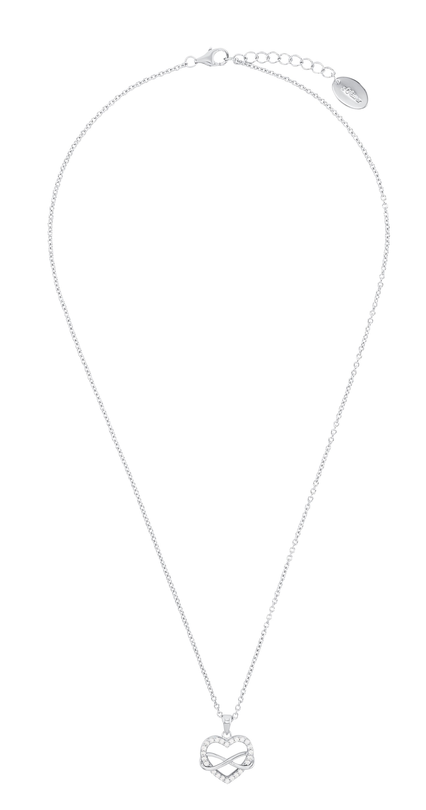 s.Oliver Damen Halskette 2025989 Herz-Infinity Silber Zirkonia